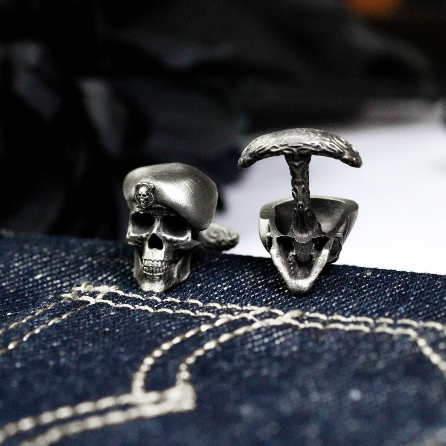 Hat Skull Warrior Cufflinks - 925 Sterling Silver Handmade
