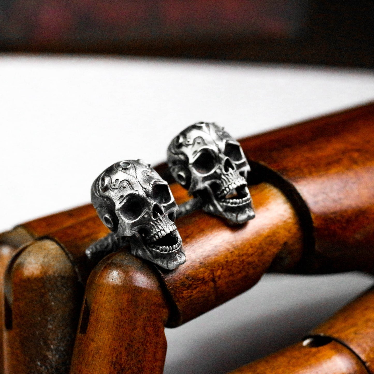 Mechanical Pioneer Skull Cufflinks, 925 Silver Handmade