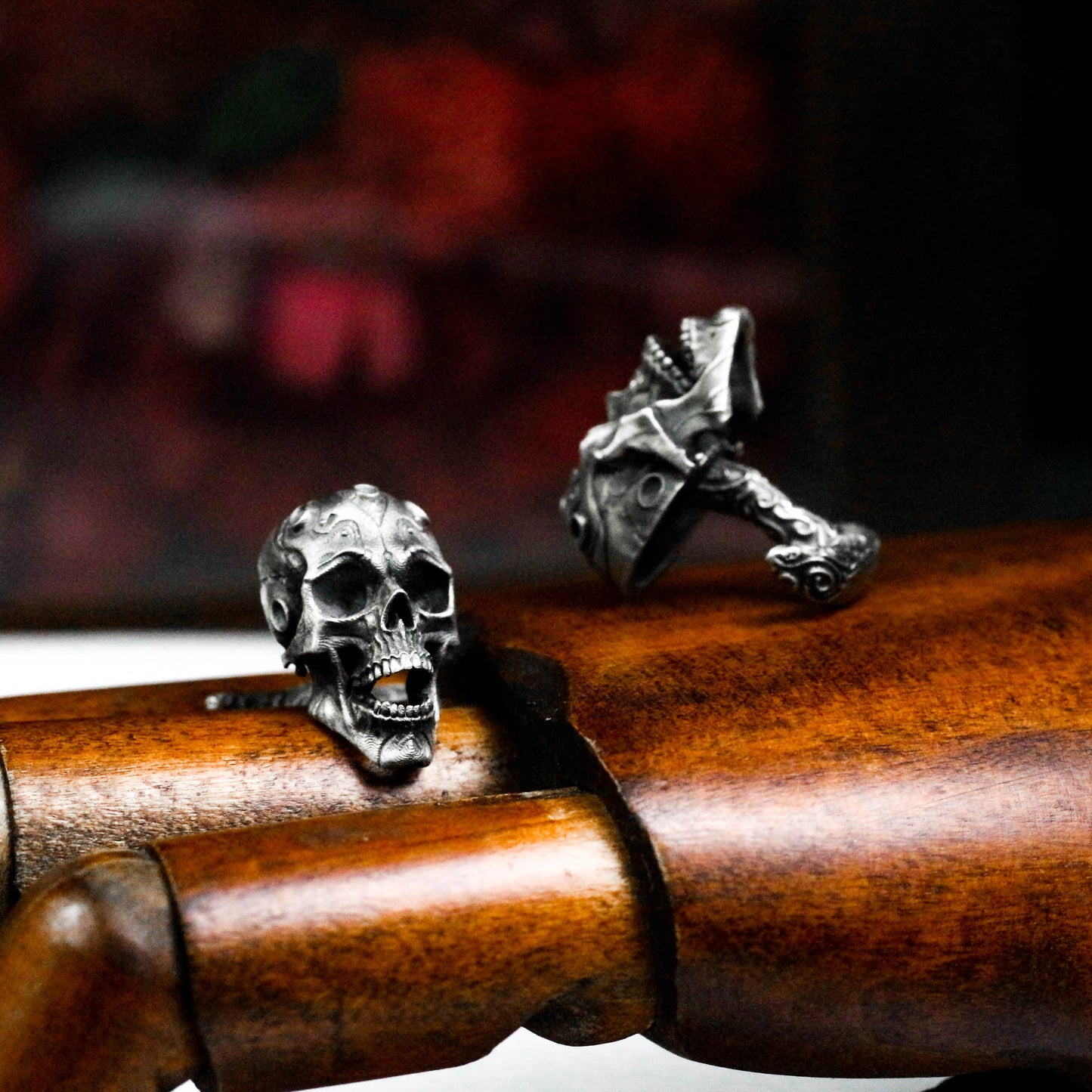 Mechanical Pioneer Skull Cufflinks, 925 Silver Handmade