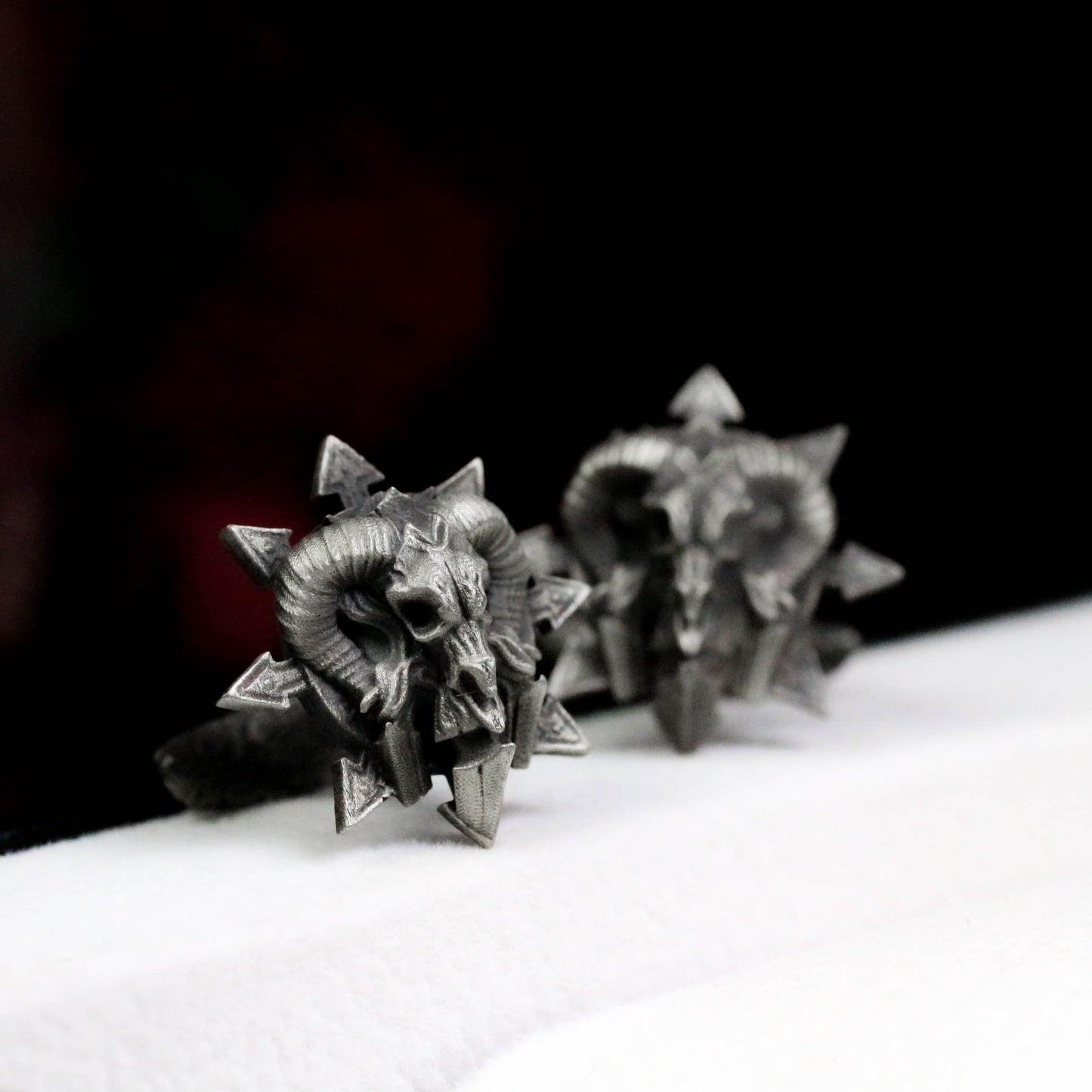 Evil Spirit Ram Cufflinks - Handmade 925 Silver