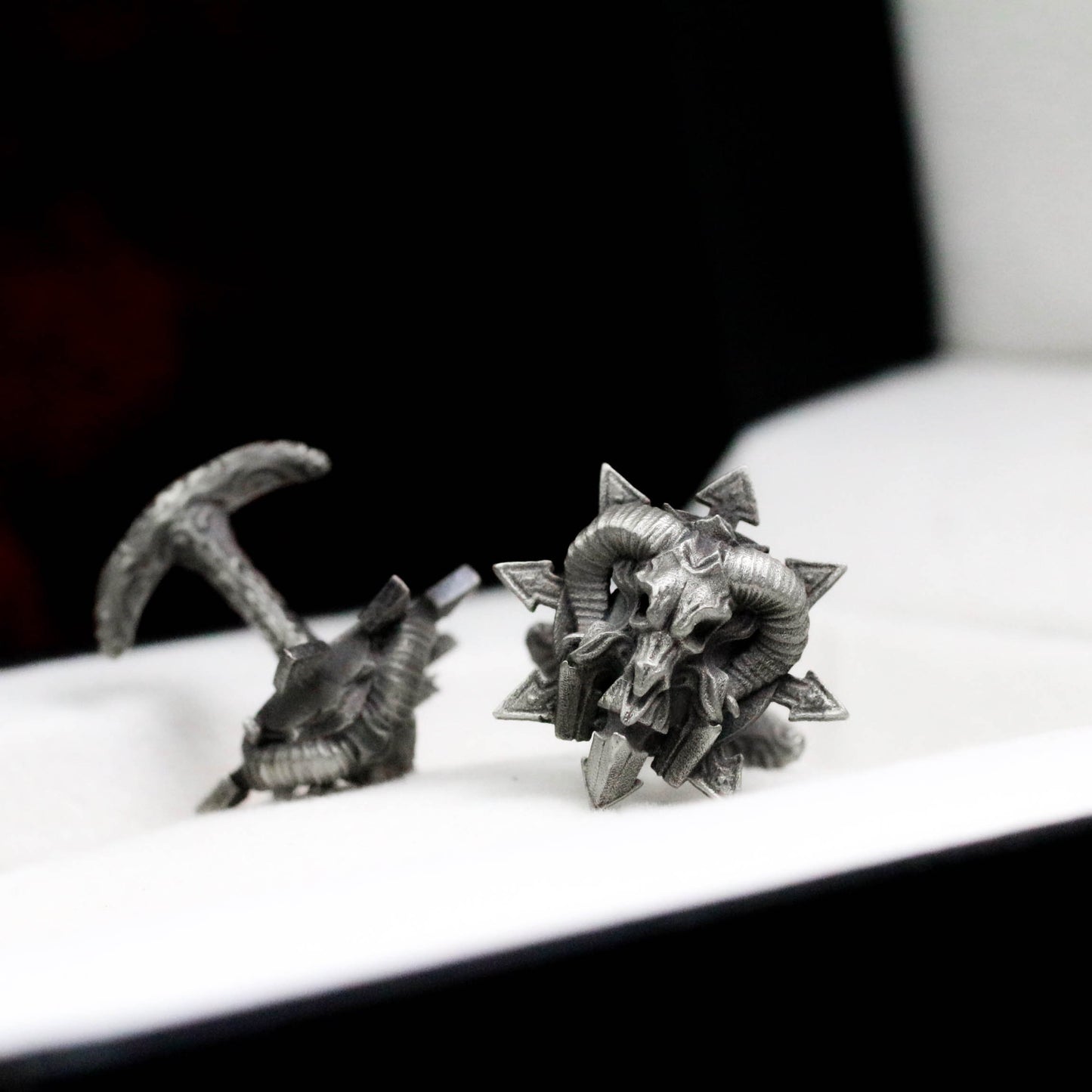 Evil Spirit Ram Cufflinks - Handmade 925 Silver