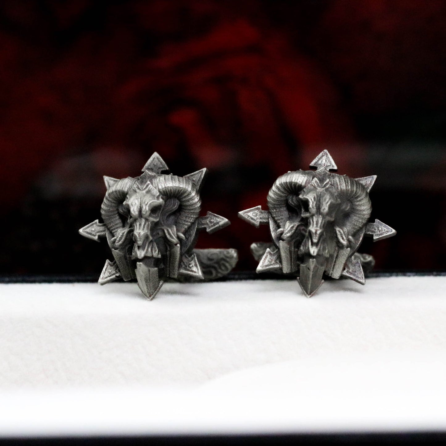 Evil Spirit Ram Cufflinks - Handmade 925 Silver