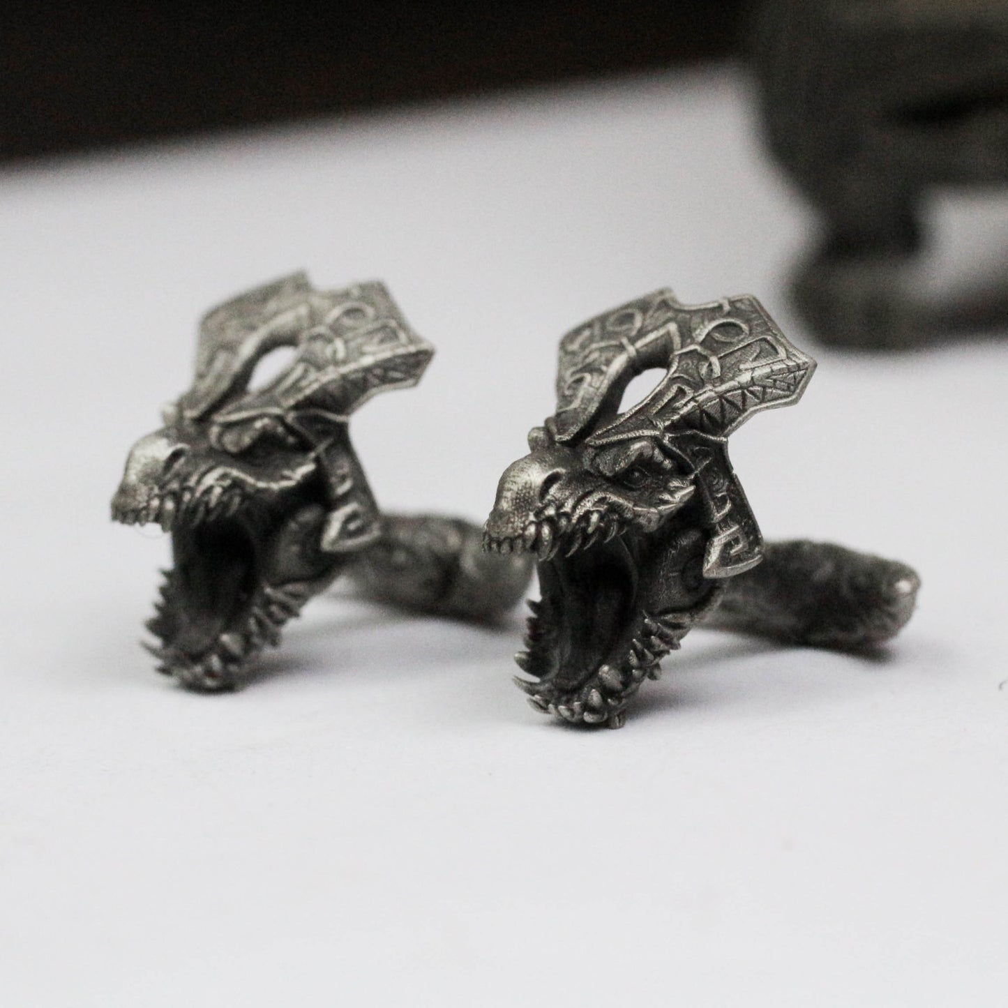 Angry Dragon Tyrannosaurus Cufflinks - 925 Silver Handmade