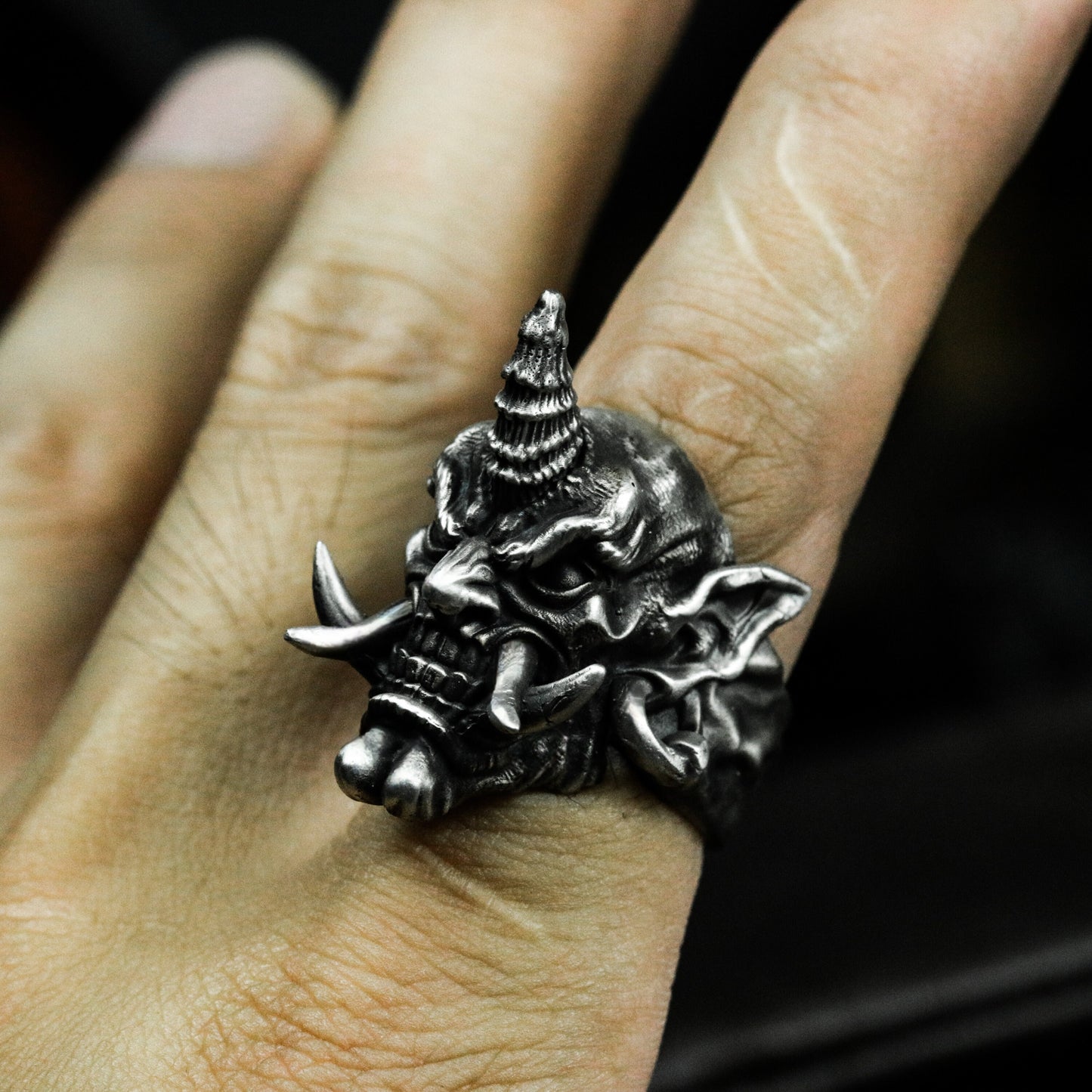 Unicorn Skull Ring with Gothic Twist ¨C 925 Sterling Silver Handmade