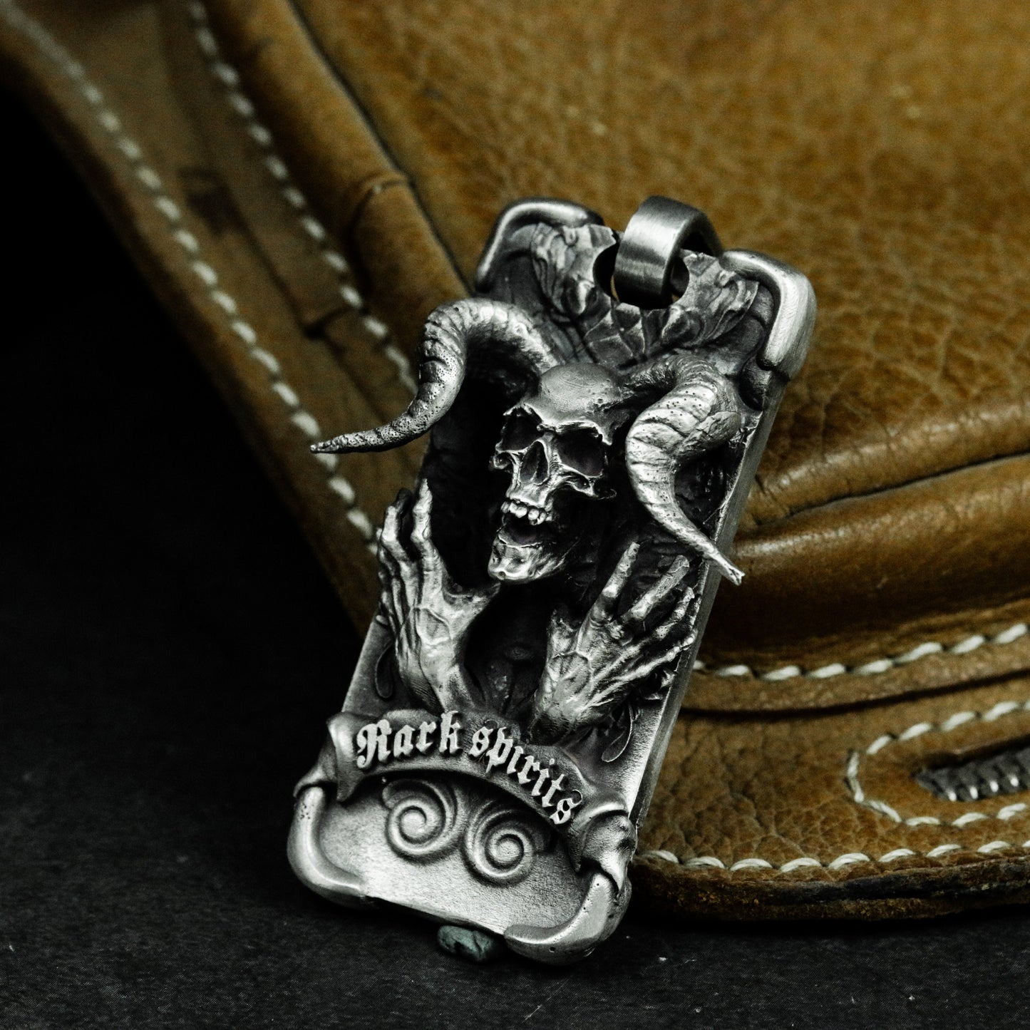 Horned Beast Pendant ¨C Handmade 925 Silver Occult Insignia Necklace