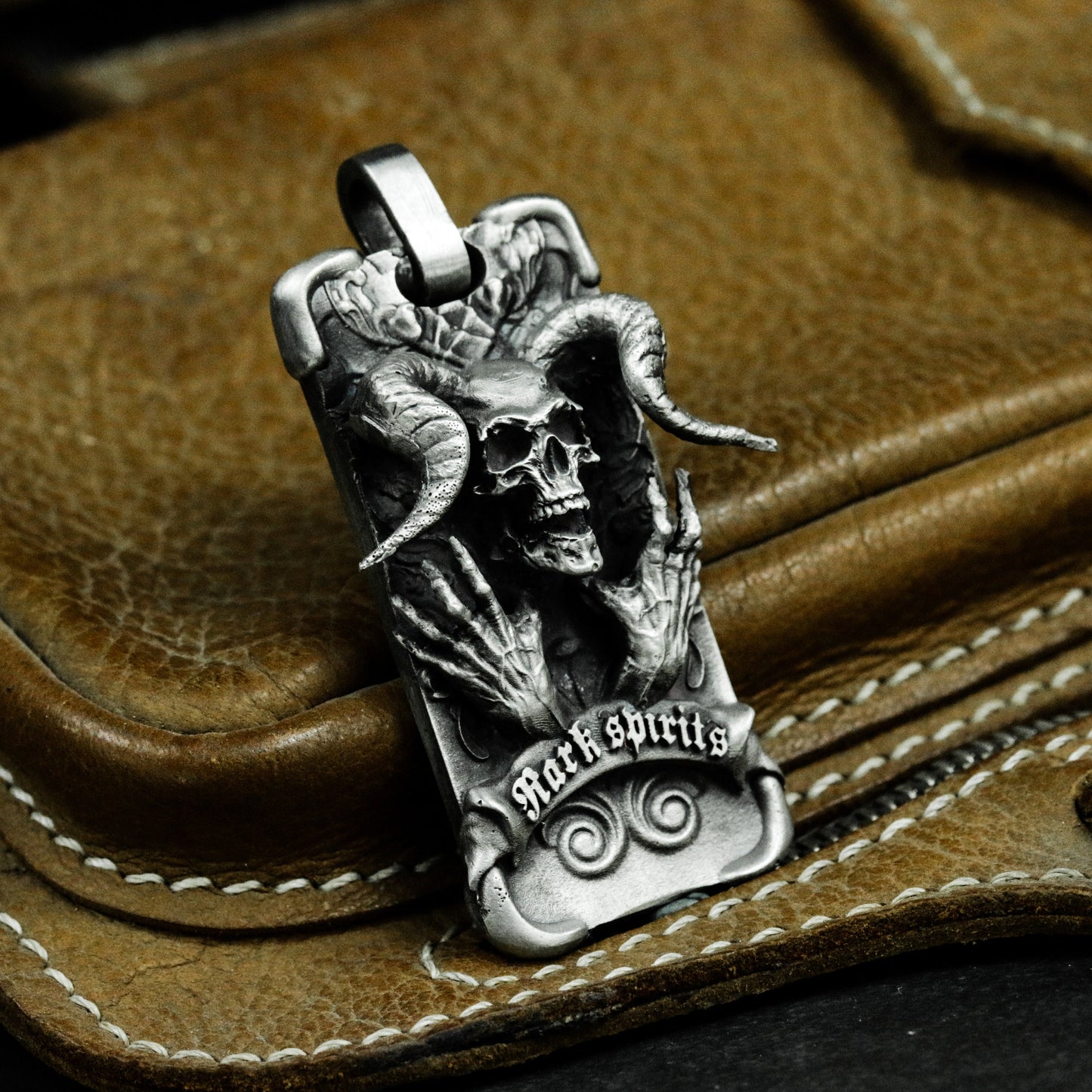 Horned Beast Pendant ¨C Handmade 925 Silver Occult Insignia Necklace