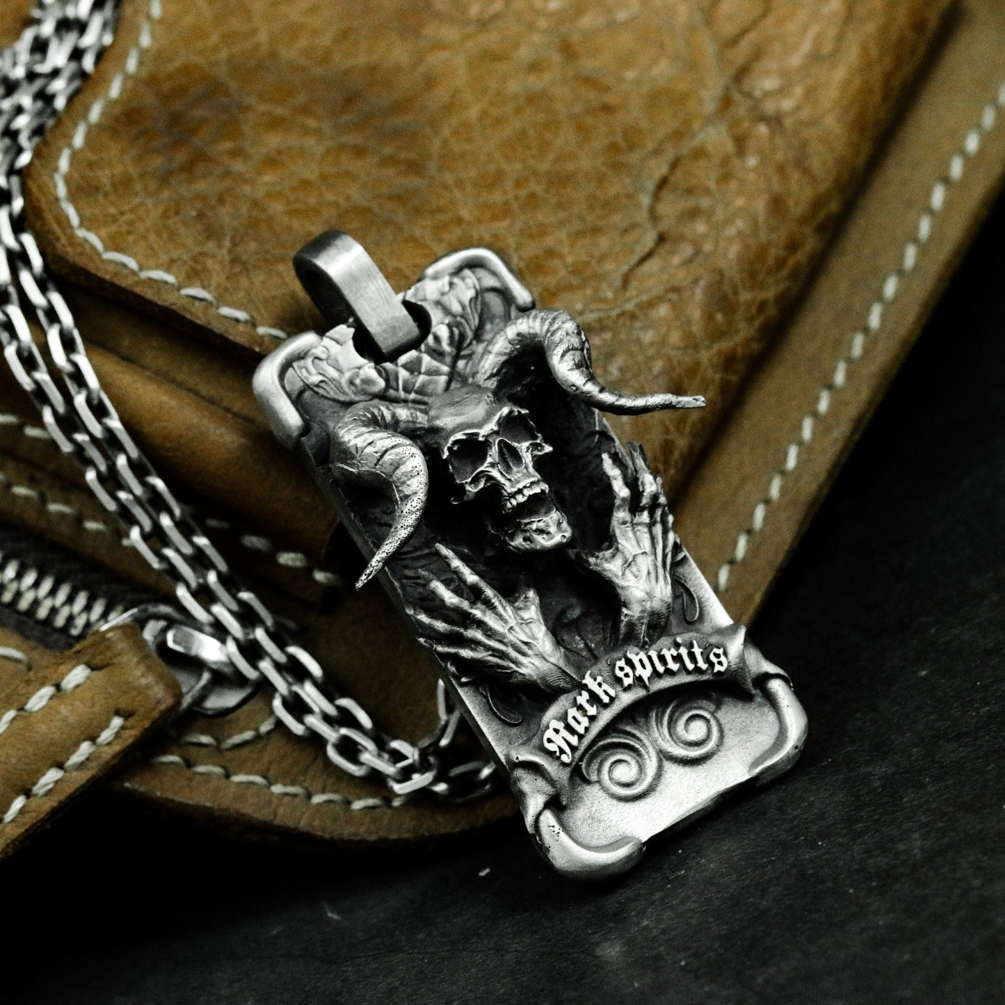 Horned Beast Pendant ¨C Handmade 925 Silver Occult Insignia Necklace