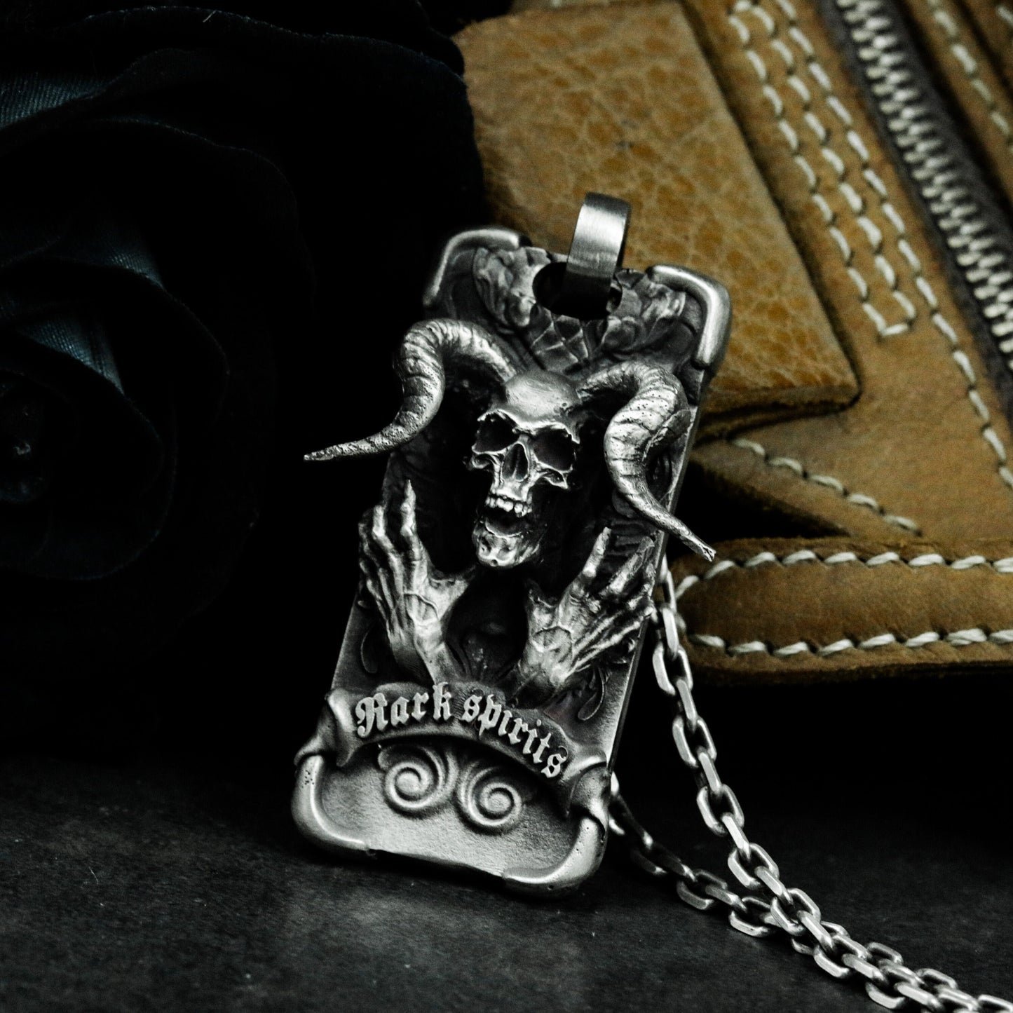 Horned Beast Pendant ¨C Handmade 925 Silver Occult Insignia Necklace