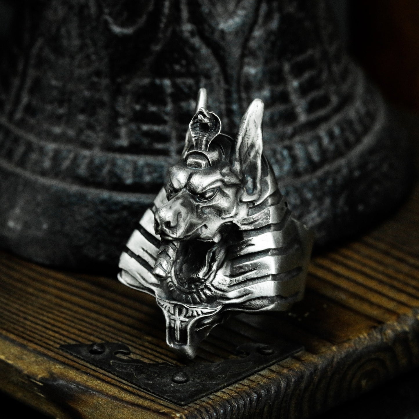 Anubis Ring with Cyber Armor Design - 925 Sterling Silver Handmade