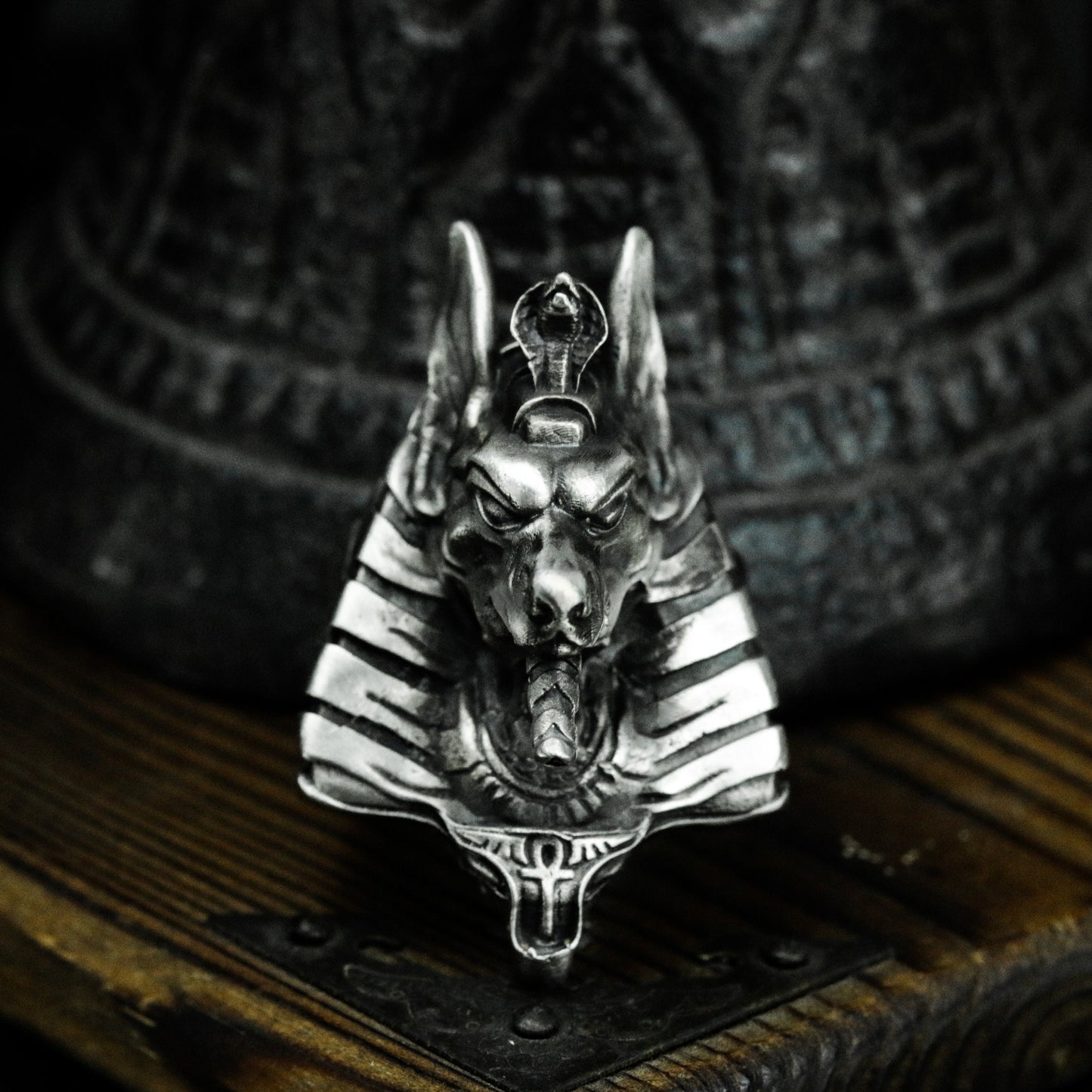 Anubis Ring with Cyber Armor Design - 925 Sterling Silver Handmade