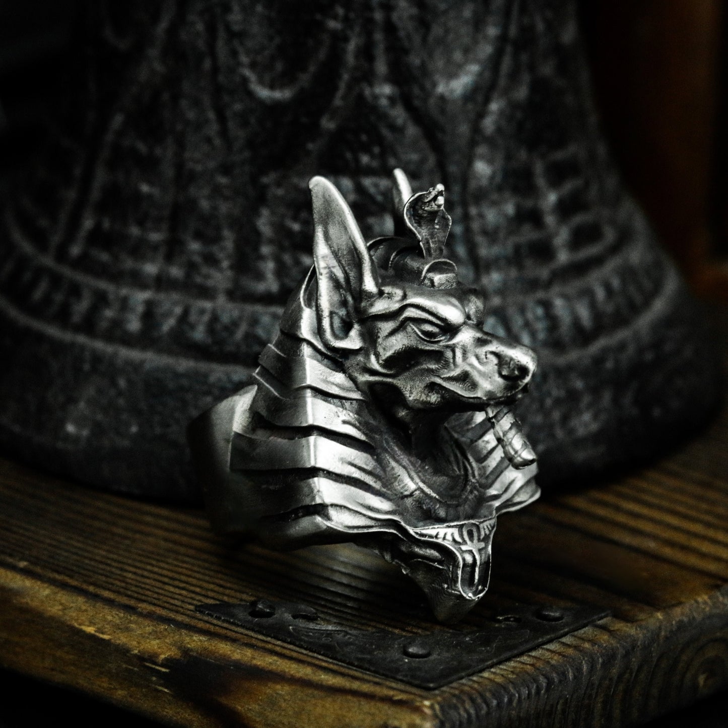 Anubis Ring with Cyber Armor Design - 925 Sterling Silver Handmade