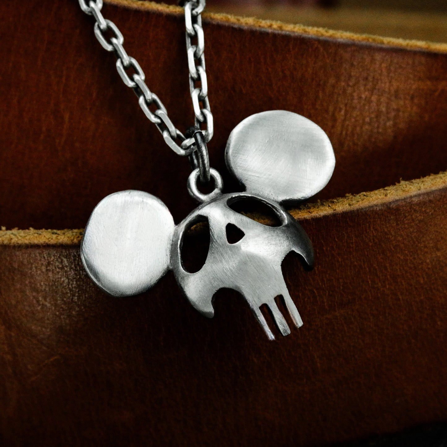 Cartoon Skull Pendant ¨C Handmade 925 Silver Necklace