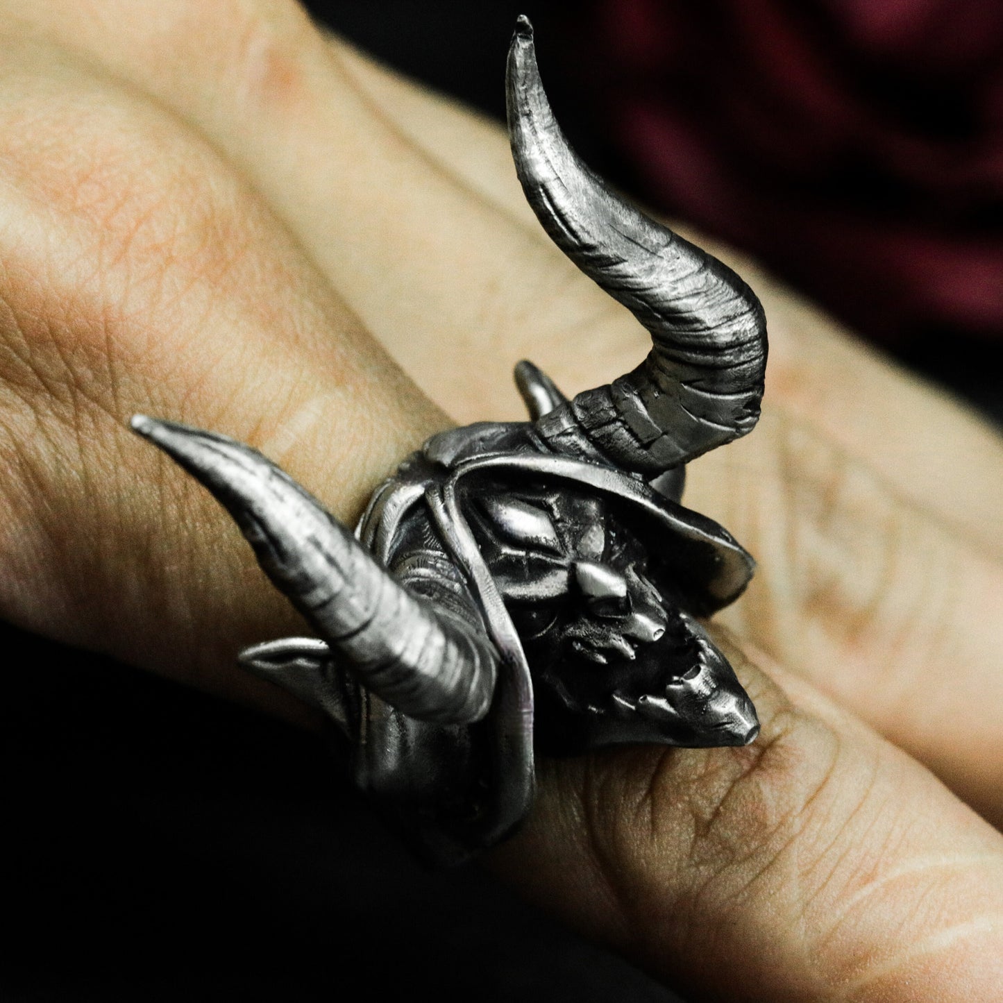 Witch Skull Ritual Ring - 925 Silver Handmade