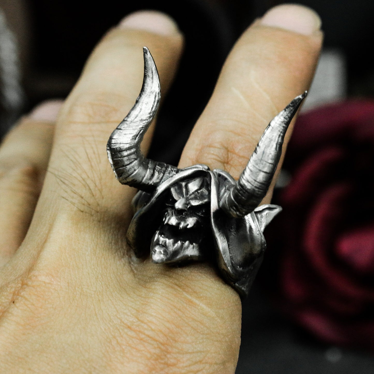 Witch Skull Ritual Ring - 925 Silver Handmade