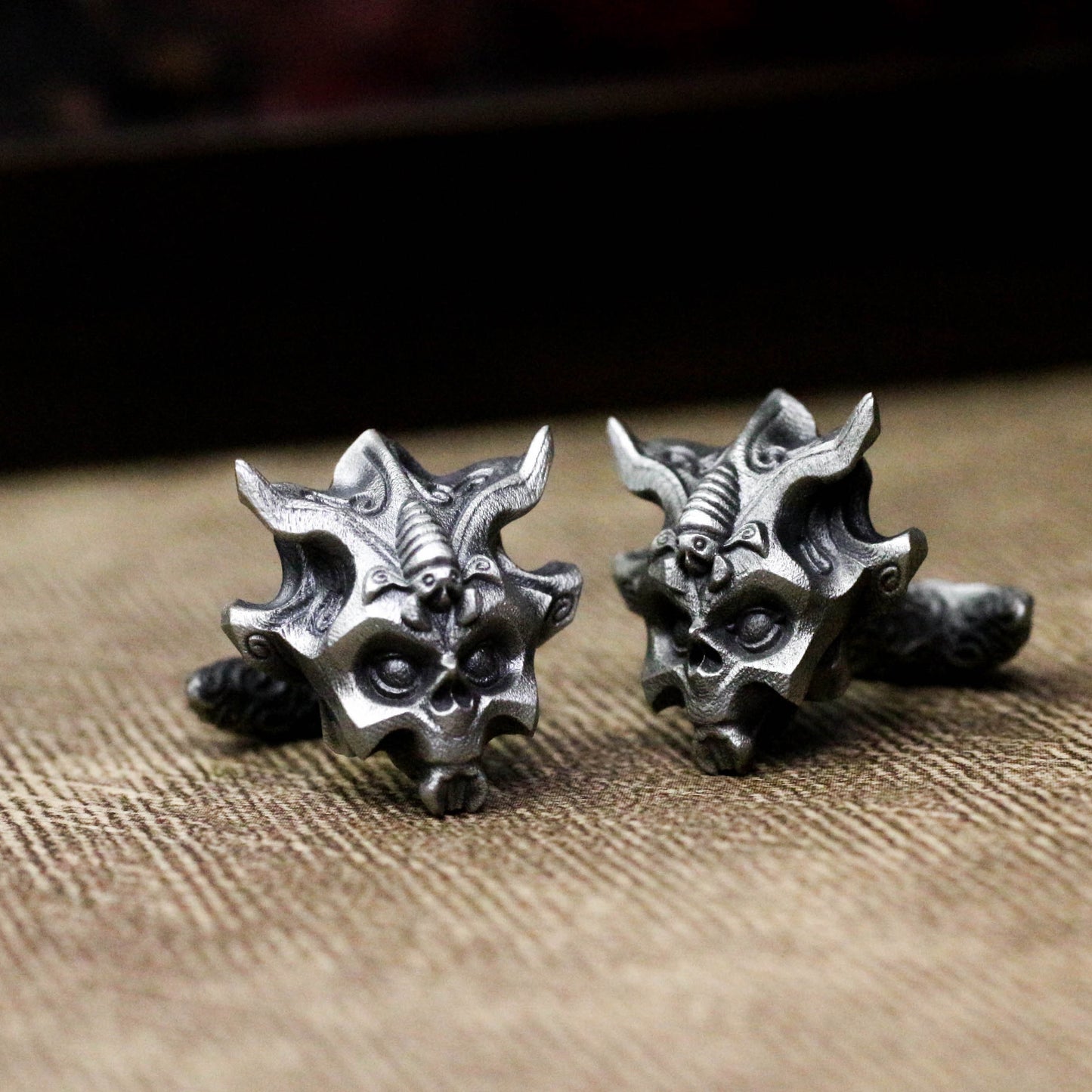 Bug Spirit Mask Cufflinks - 925 Silver Handmade