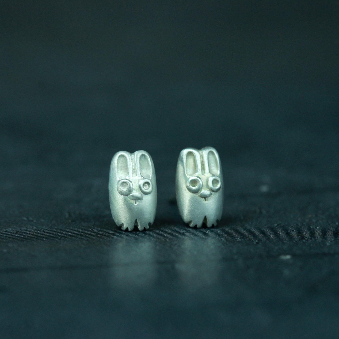 Cute Bunny Stud Earrings - 925 Sterling Silver Handmade