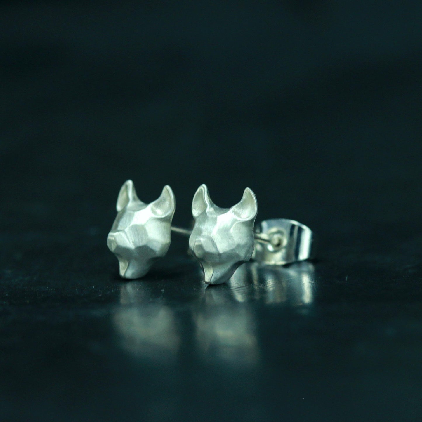 Bat Stud Earrings - 925 Sterling Silver Handmade
