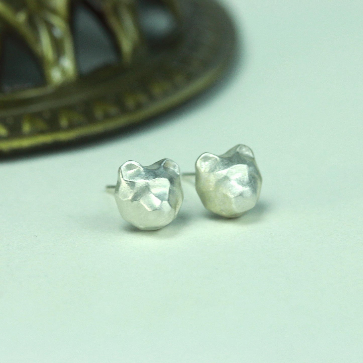Bear Head Earrings - 925 Sterling Silver Handmade