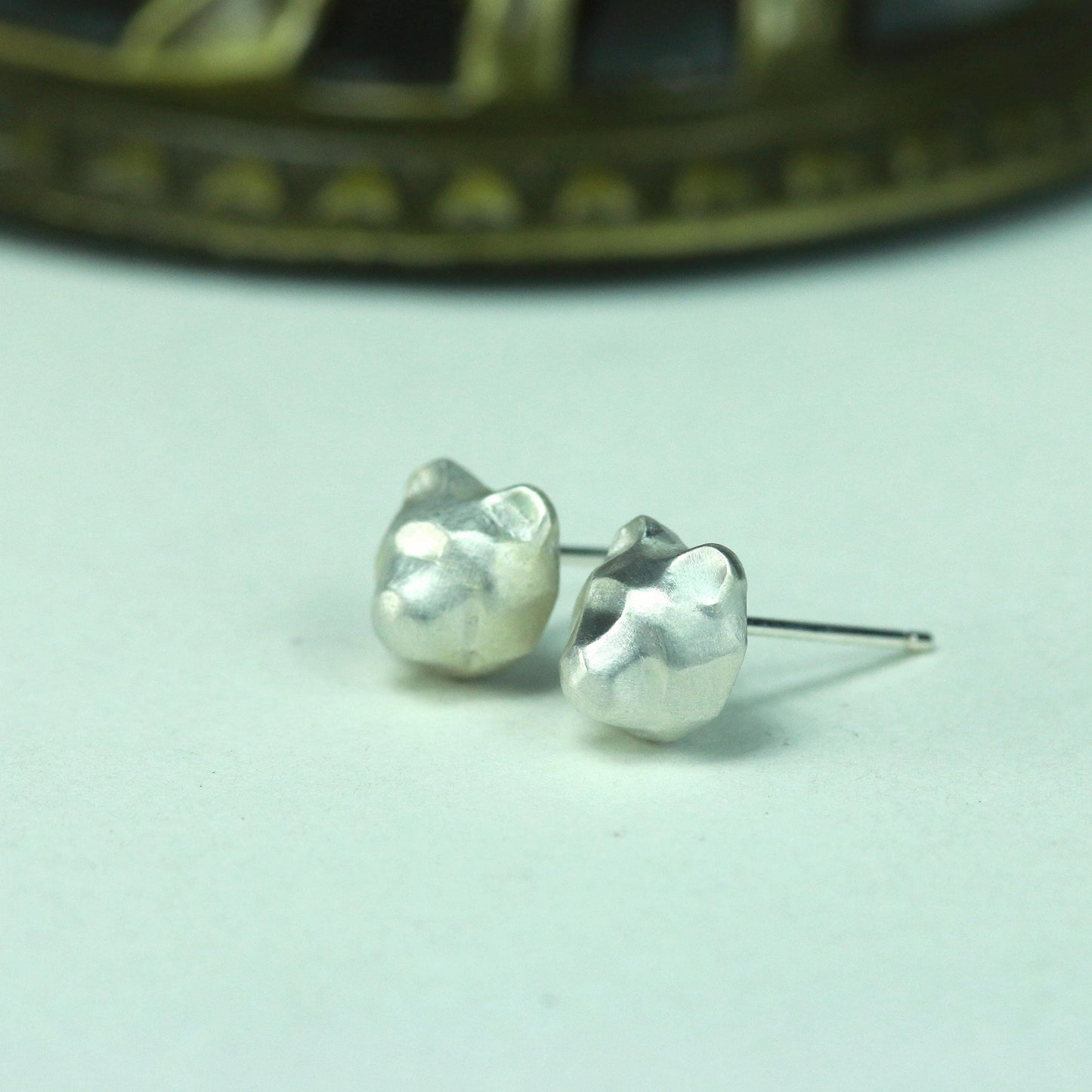 Bear Head Earrings - 925 Sterling Silver Handmade