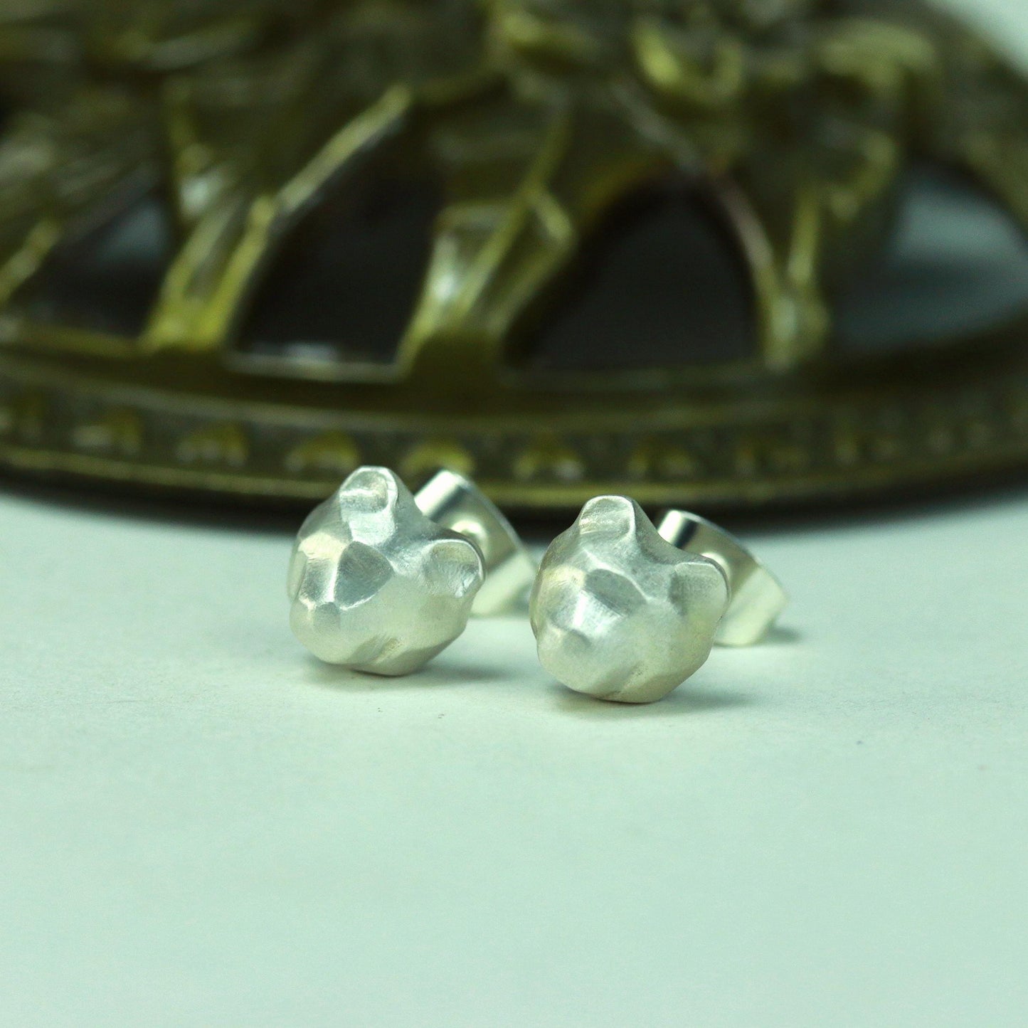 Bear Head Earrings - 925 Sterling Silver Handmade