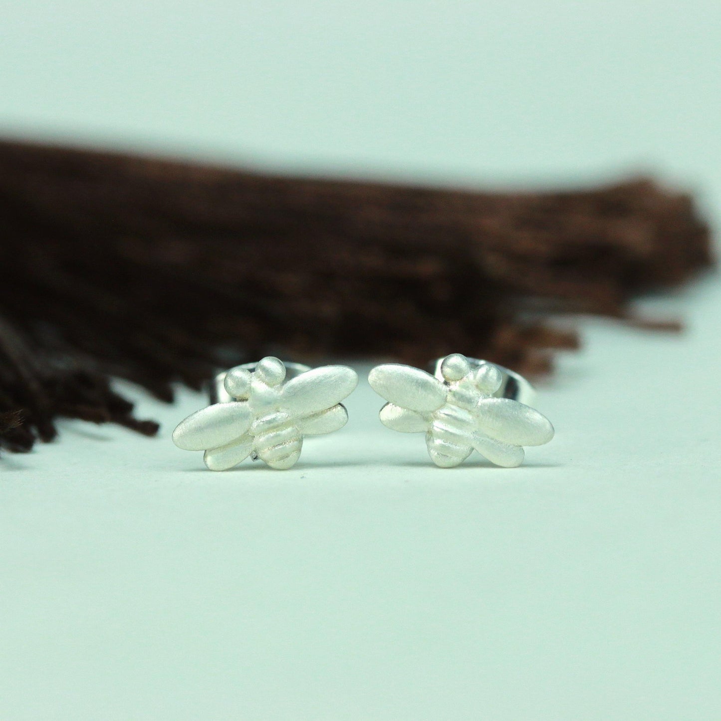 Bumble Bee Stud Earrings - 925 Sterling Silver Handmade