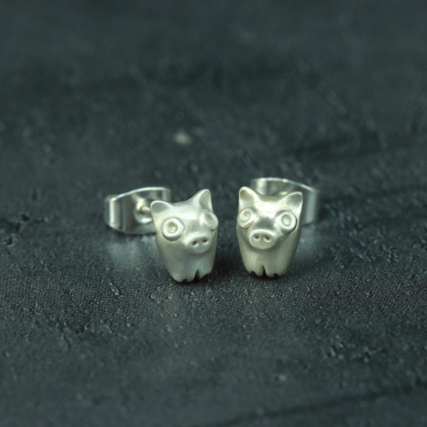 Piglet Stud Earrings - 925 Sterling Silver Handmade