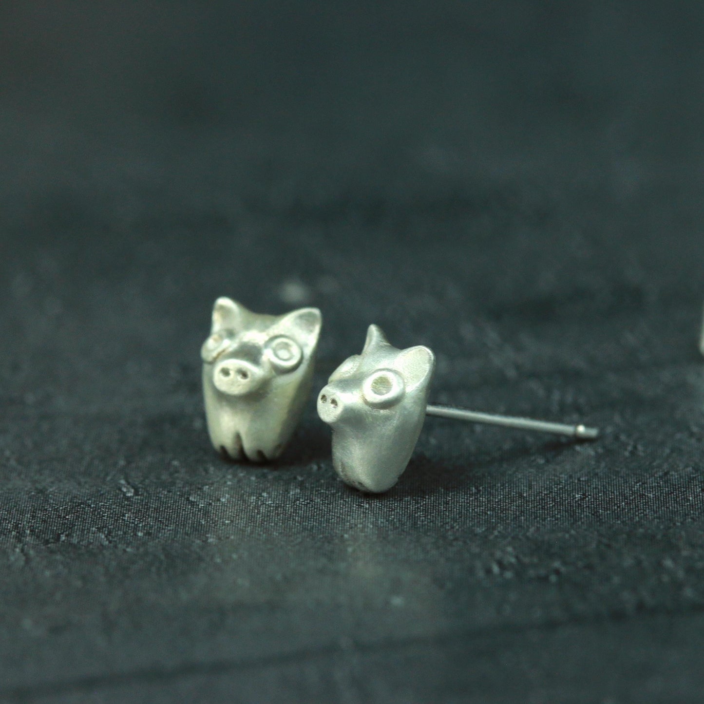 Piglet Stud Earrings - 925 Sterling Silver Handmade