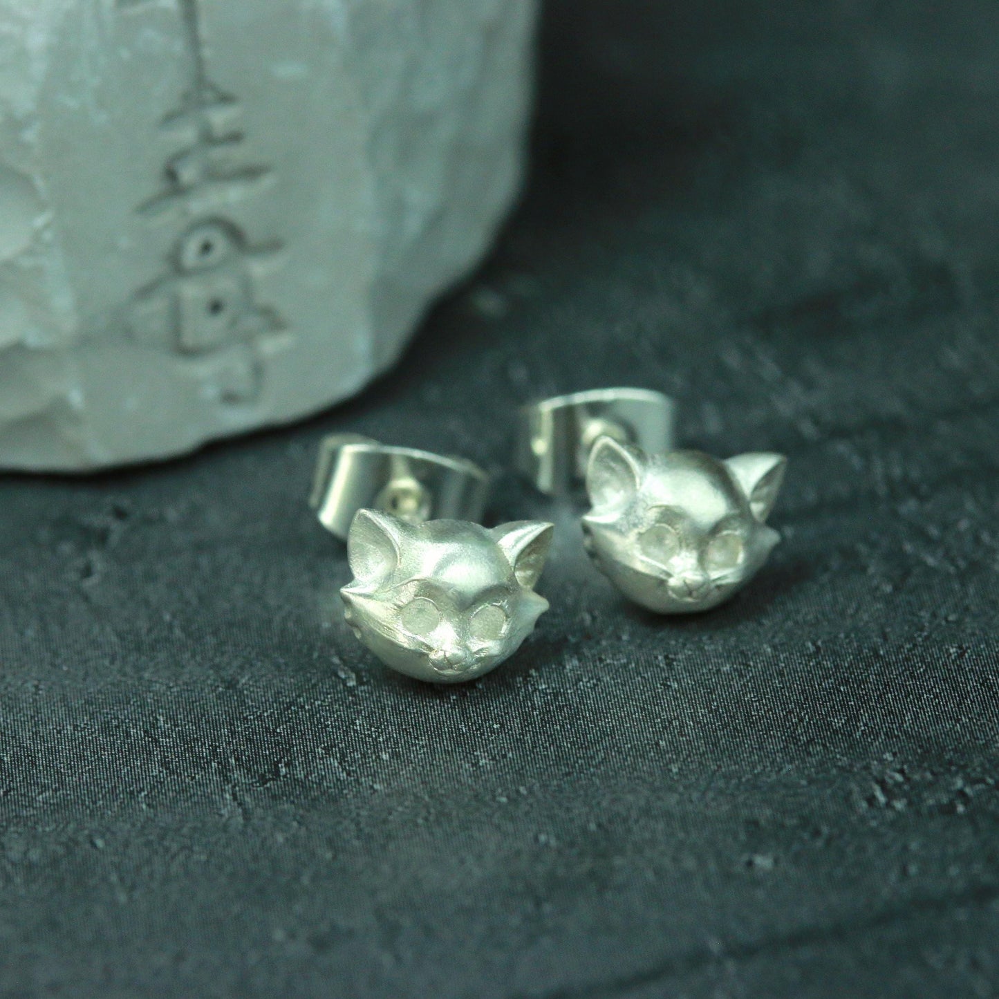 Super Cute Kitty Cat Earrings - 925 Sterling Silver Handmade