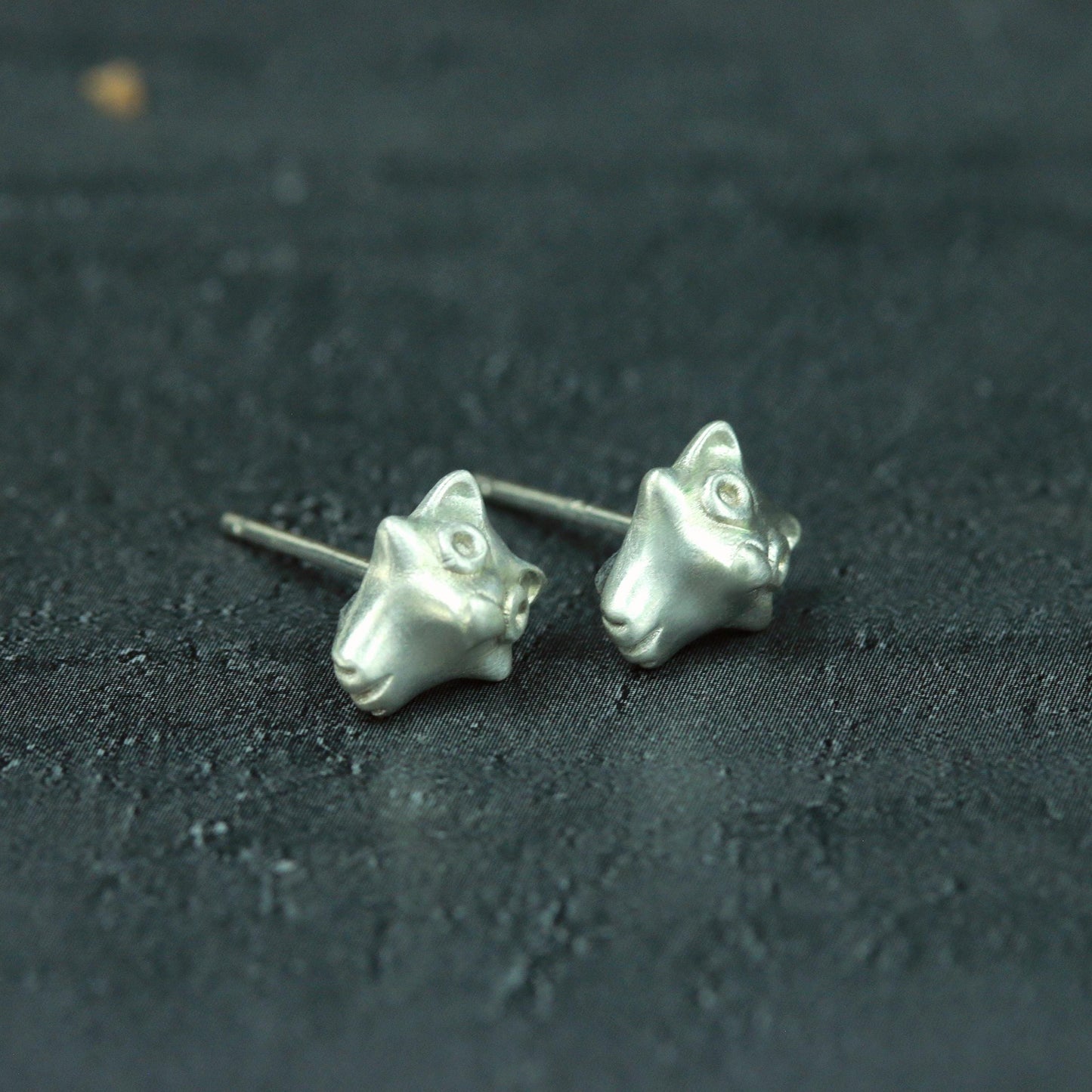 Tiny Fox Stud Earrings - 925 Sterling Silver Handmade