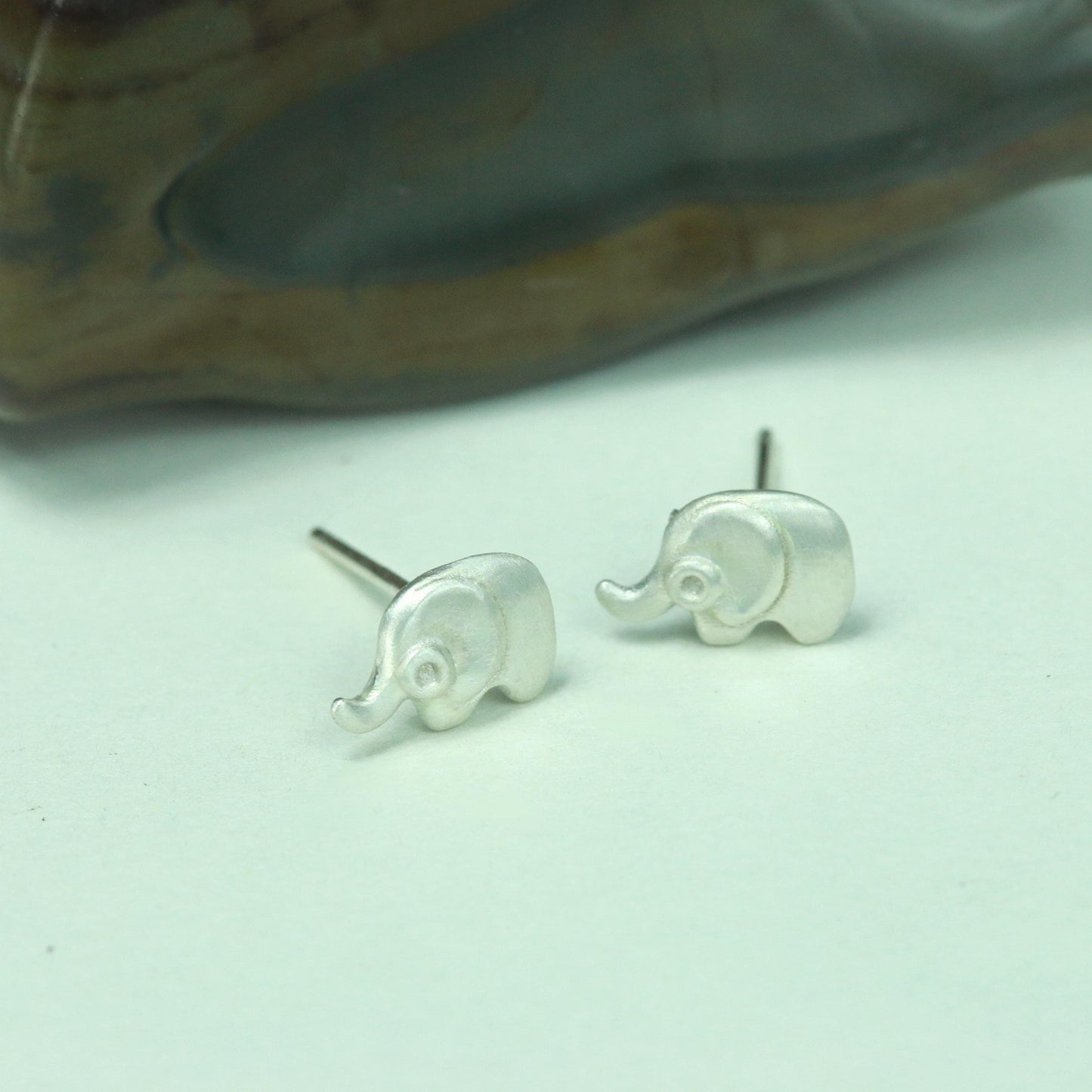 Elephant Stud Earrings - 925 Sterling Silver Handmade