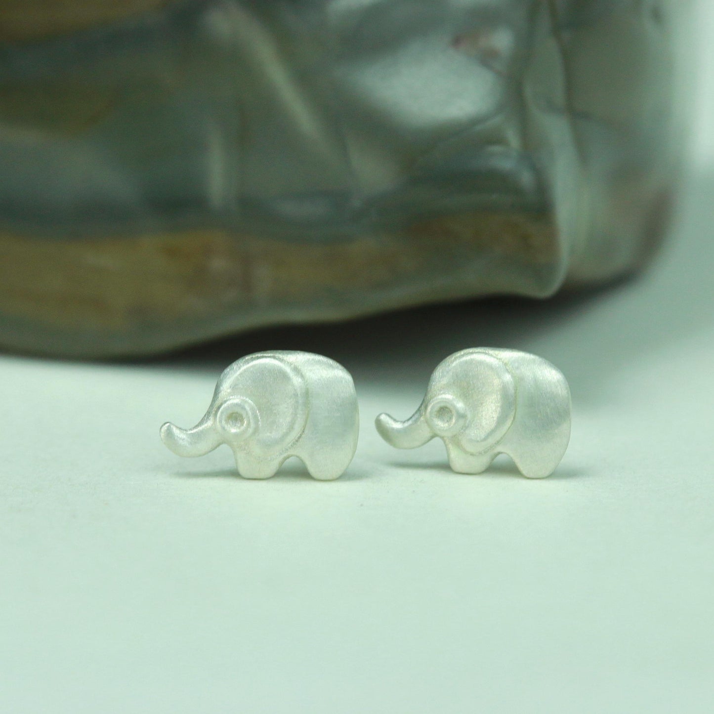 Elephant Stud Earrings - 925 Sterling Silver Handmade