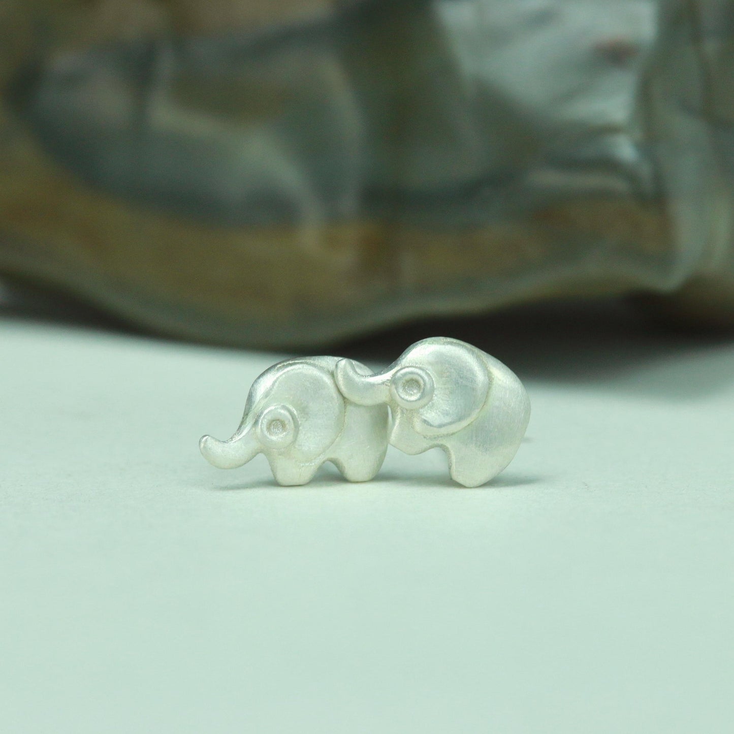Elephant Stud Earrings - 925 Sterling Silver Handmade