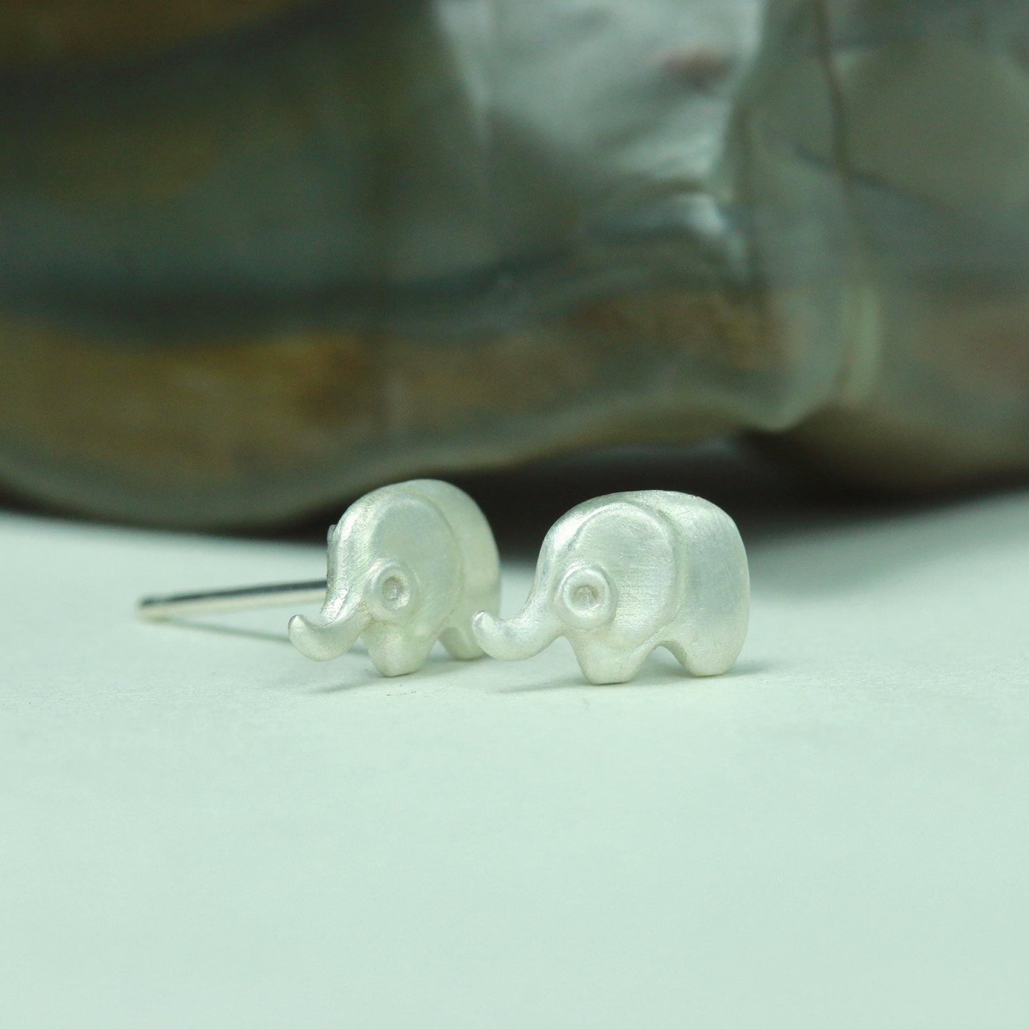 Elephant Stud Earrings - 925 Sterling Silver Handmade