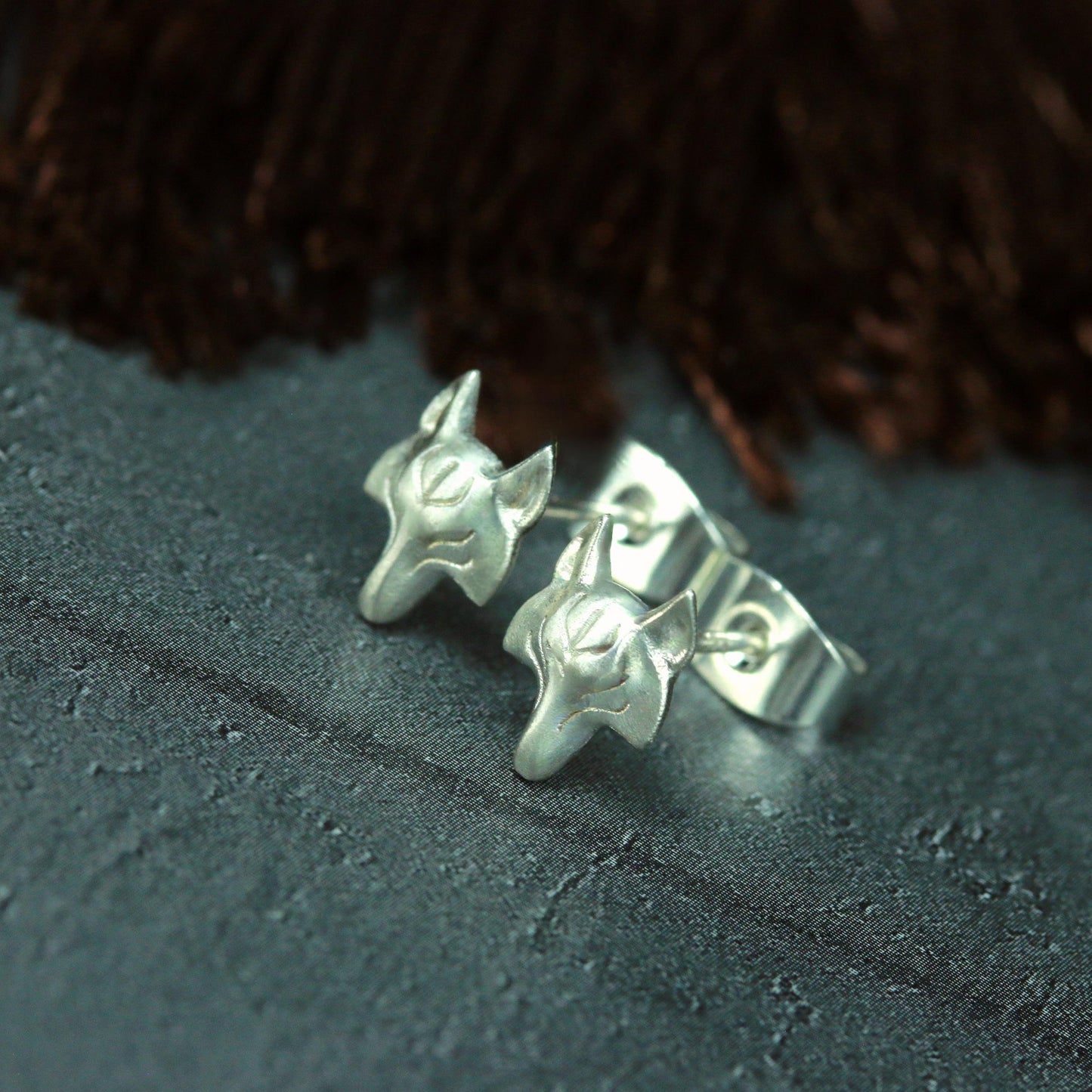 Minimalist Wolf Earrings - 925 Sterling Silver Handmade