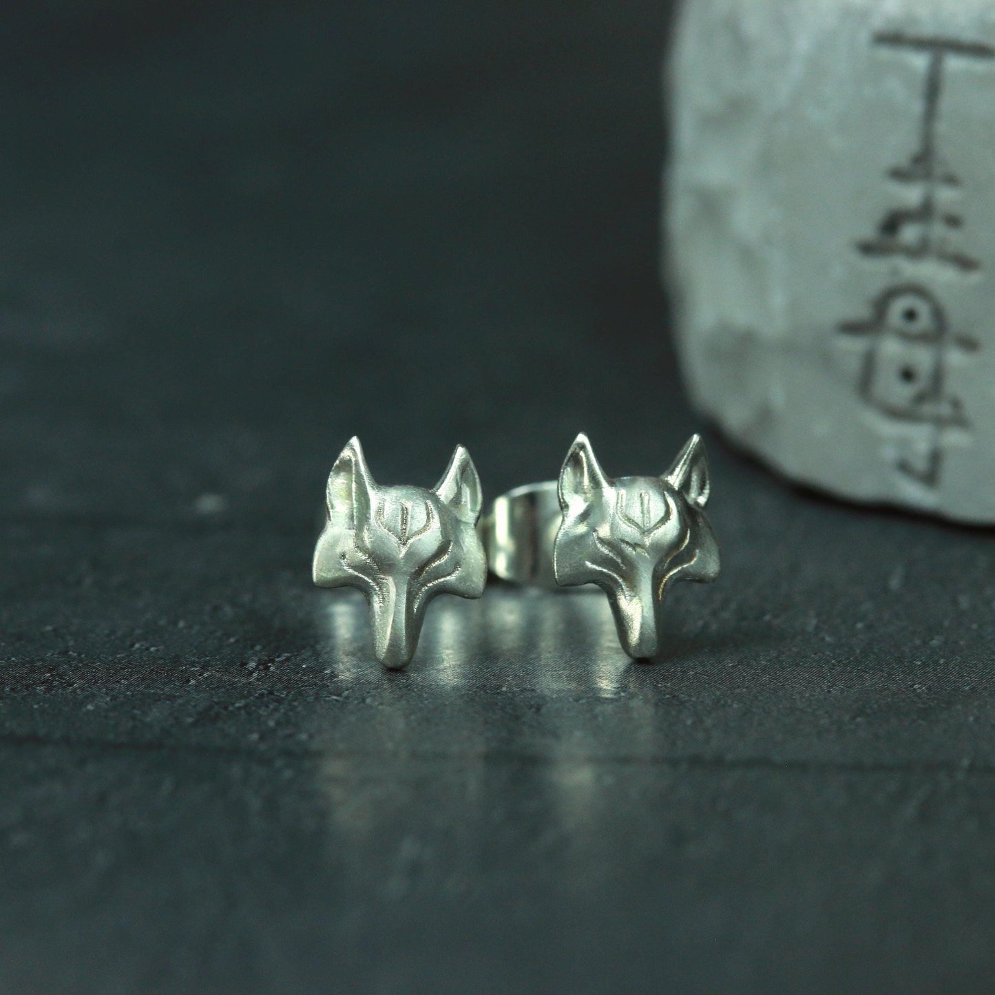 Minimalist Wolf Earrings - 925 Sterling Silver Handmade