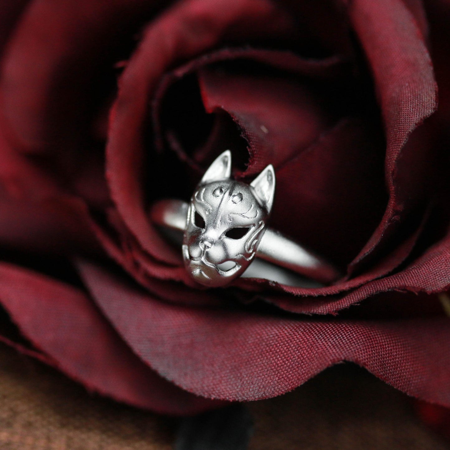 Mystic Cat Mask Ring ââ‚?925 Sterling Silver Handmade Gothic Animal Jewelry