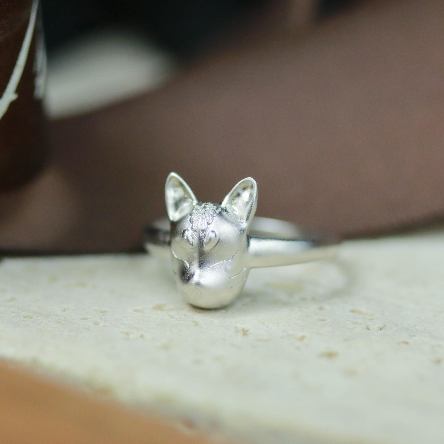 Sleeping Cat Spirit Ring ââ‚?925 Sterling Silver Handmade Mystical Animal Jewelry