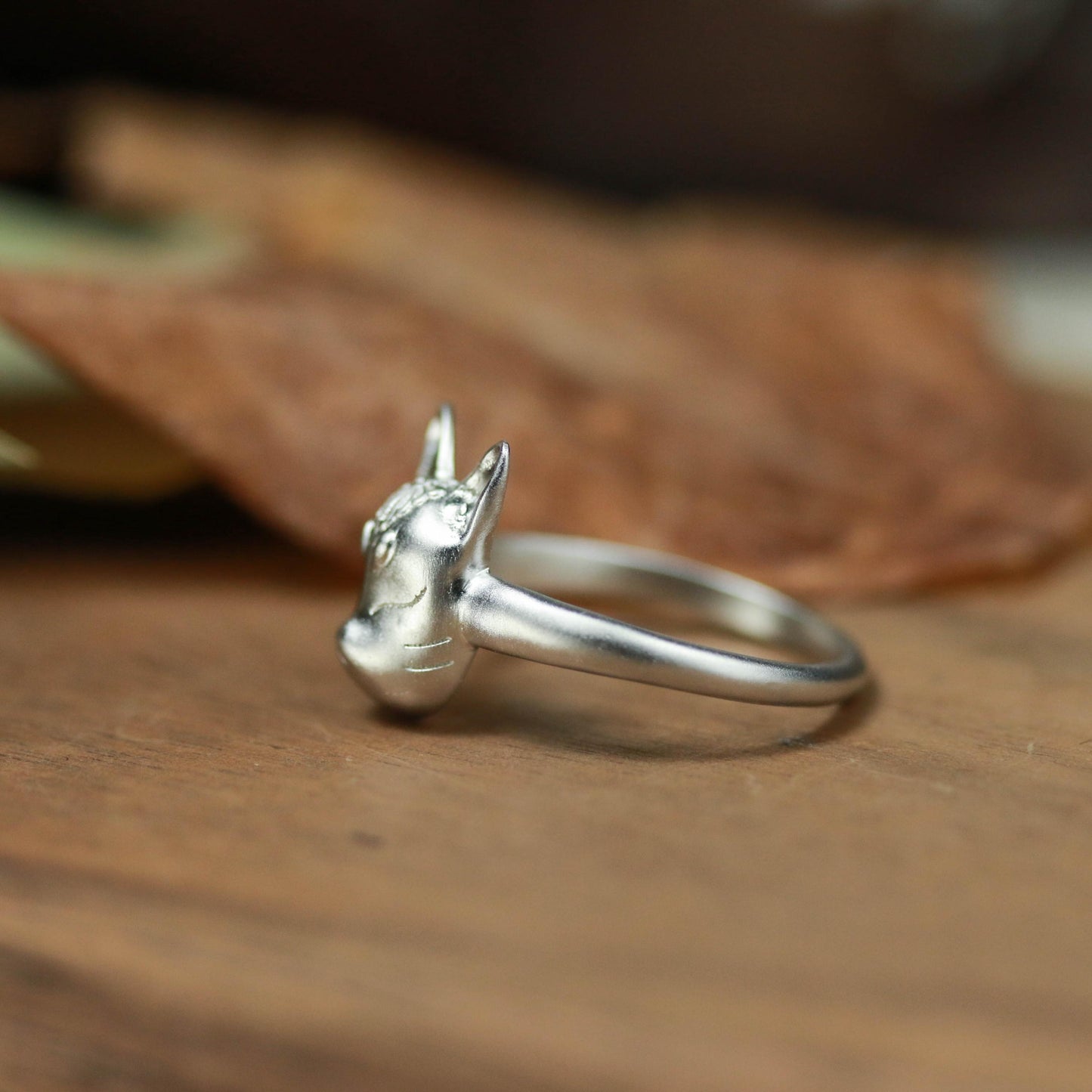 Sleeping Cat Spirit Ring ââ‚?925 Sterling Silver Handmade Mystical Animal Jewelry