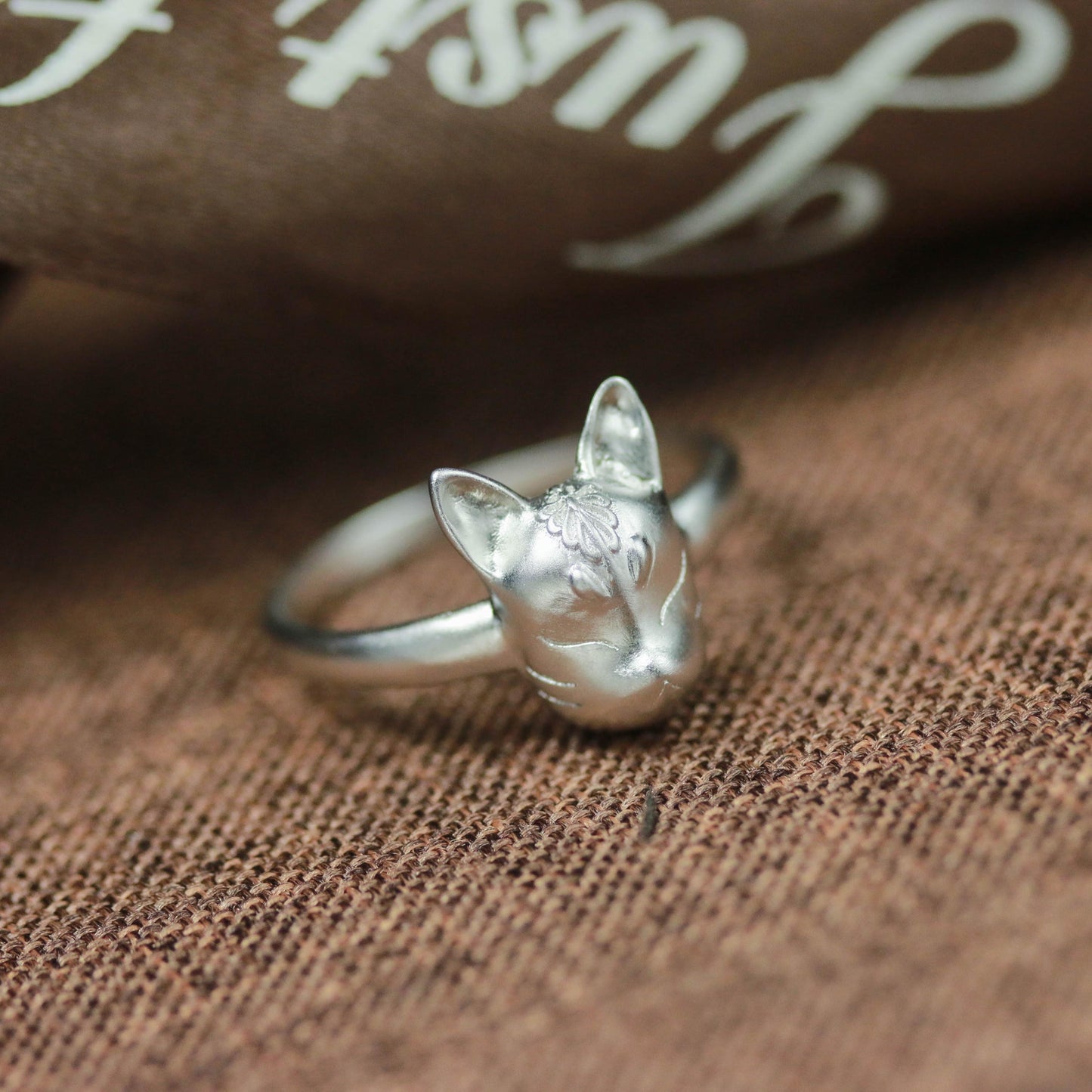 Sleeping Cat Spirit Ring ââ‚?925 Sterling Silver Handmade Mystical Animal Jewelry