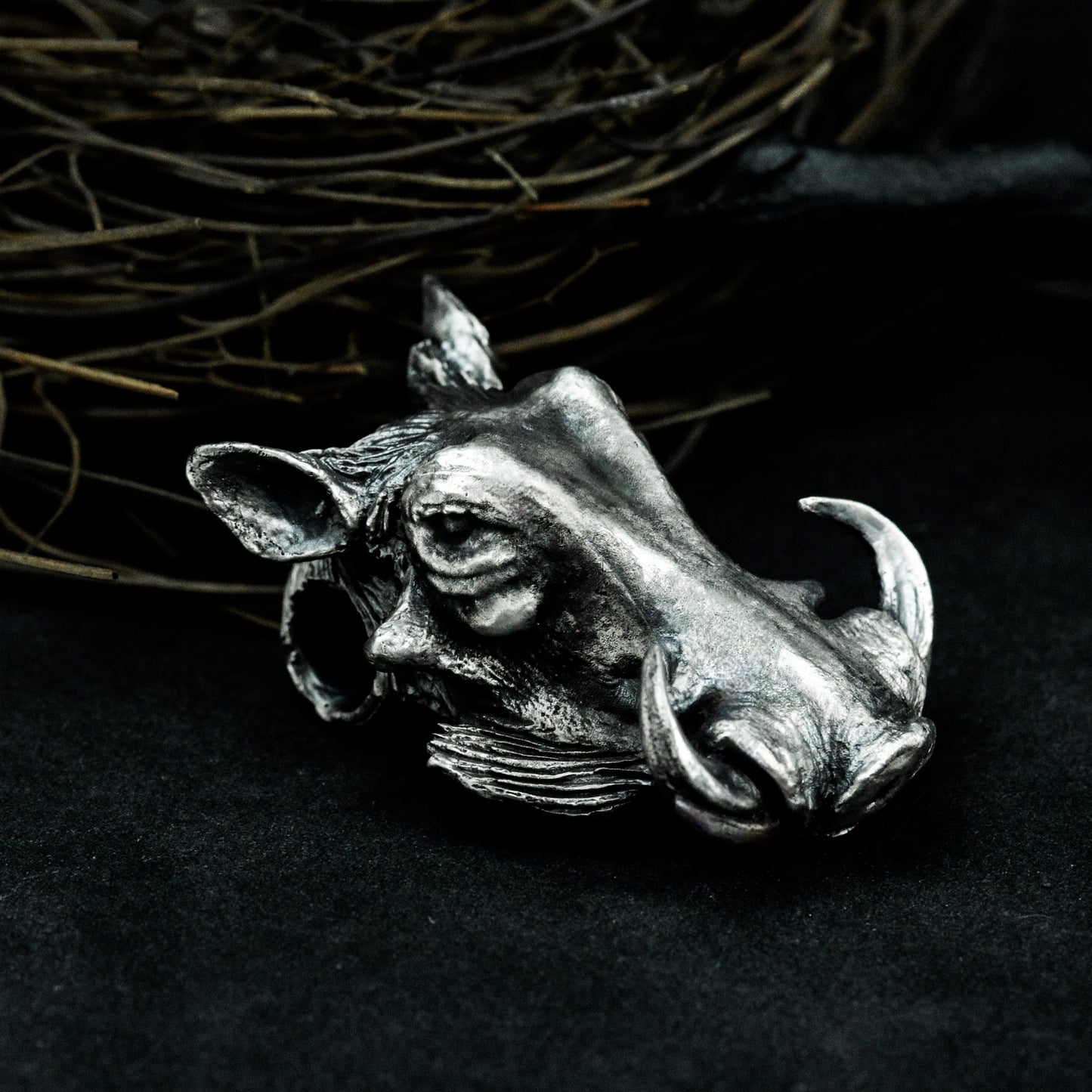 Boar Head Pendant - 925 Silver Handmade Wild Beast Totem