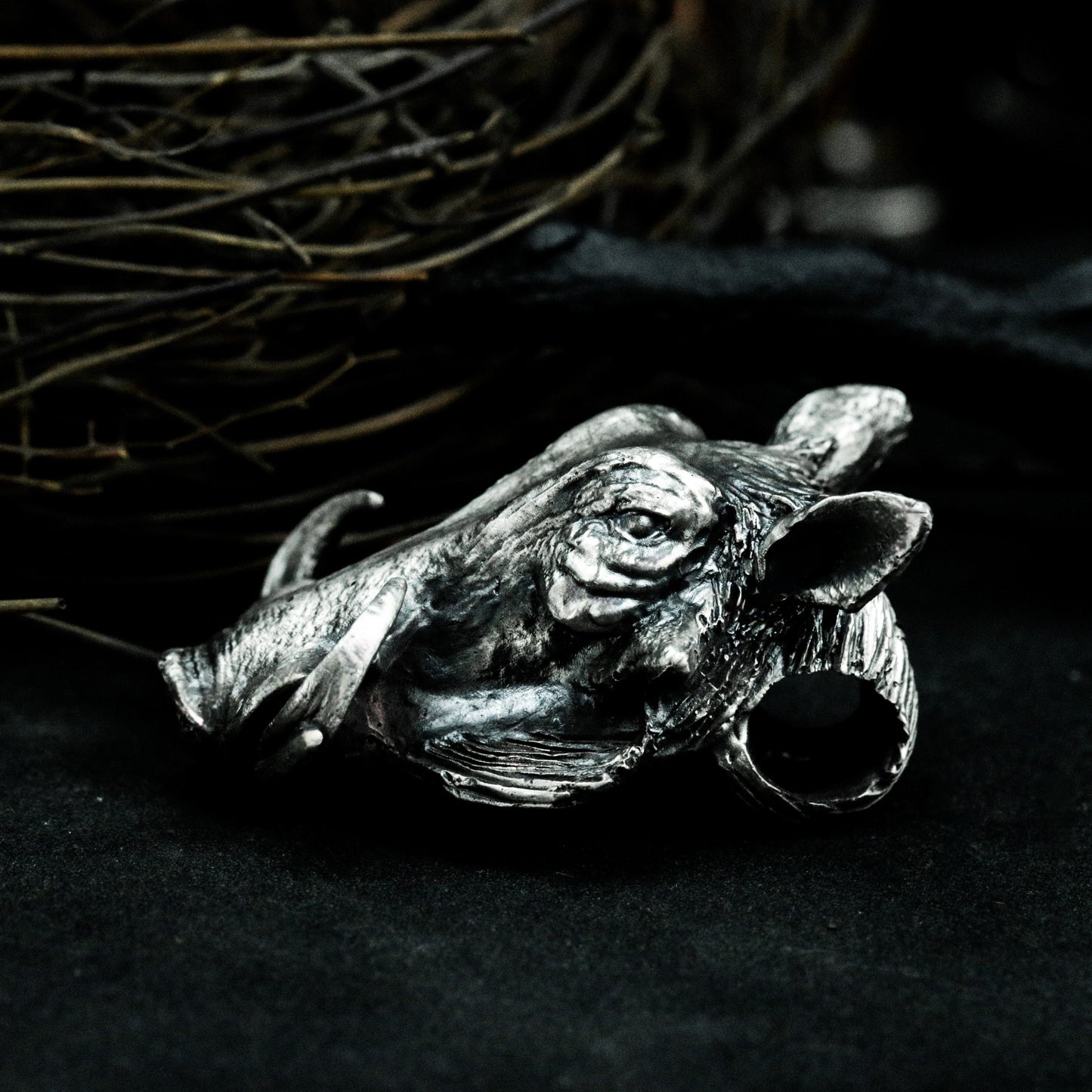Boar Head Pendant - 925 Silver Handmade Wild Beast Totem