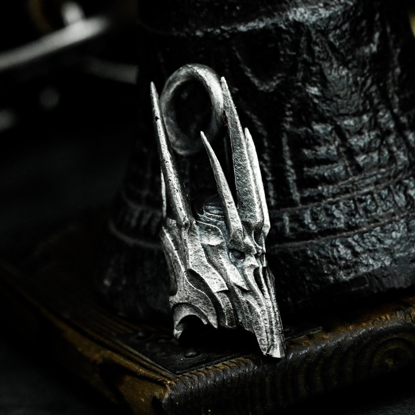 Cyber Horned Skull Pendant with Sharp Crest - 925 Sterling Silver Handmade