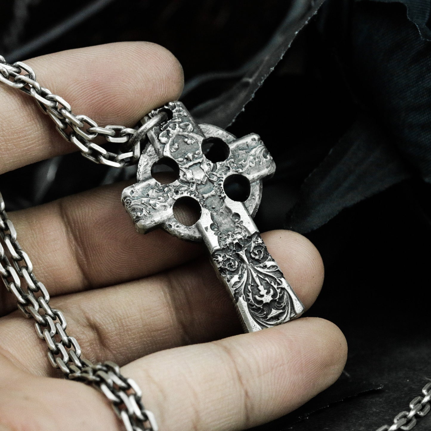 Celtic Cross Pendant - 925 Silver Handmade Gothic Relic