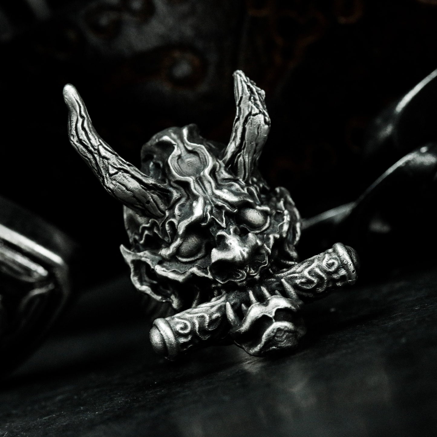 Hannya & Sutra Banner Ring ¨C 925 Silver Handmade