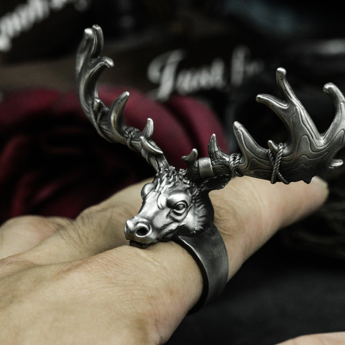 Antler Beast Ring ¨C Handmade 925 Silver Forest Guardian Band
