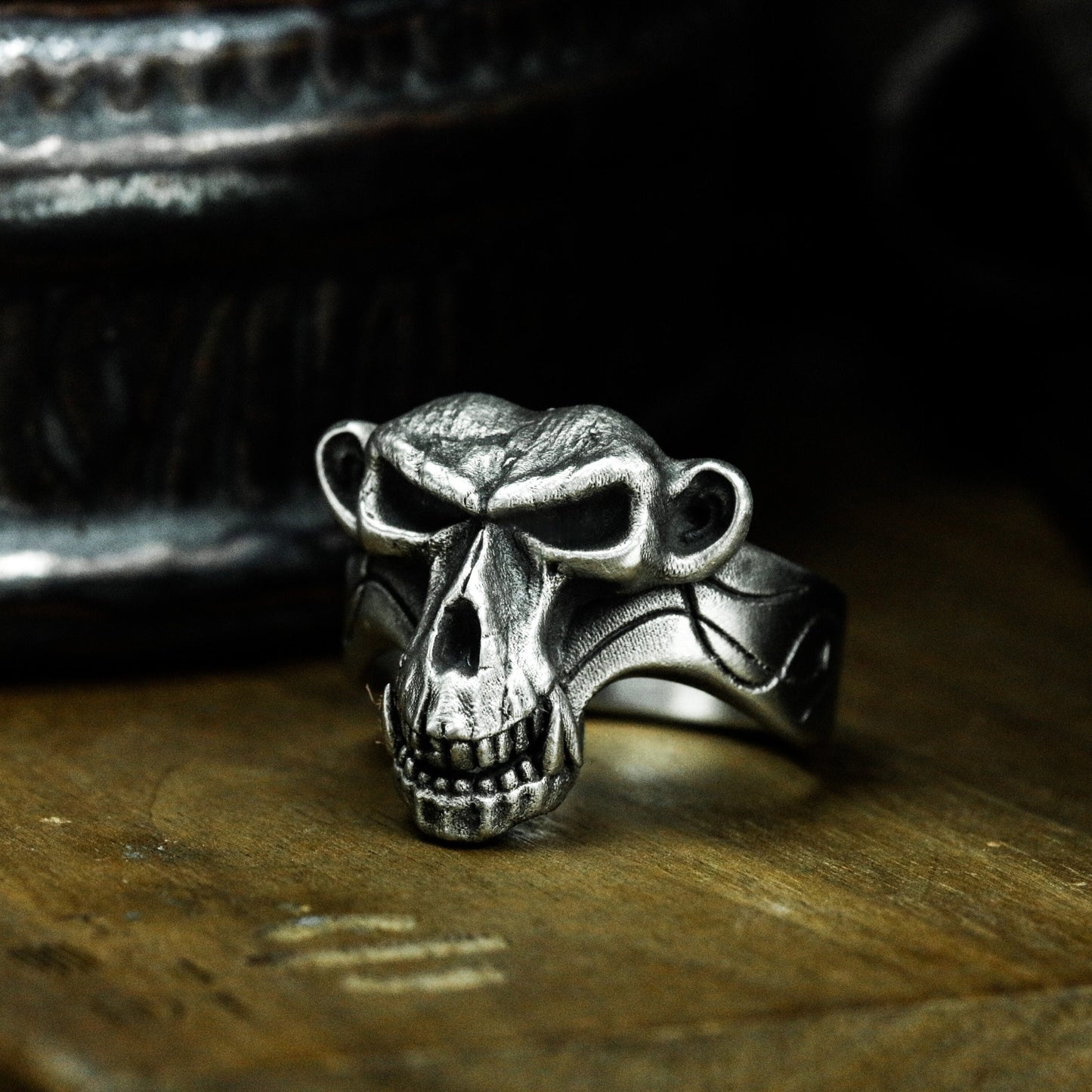 Orangutan Skull Ring - 925 Silver Handmade