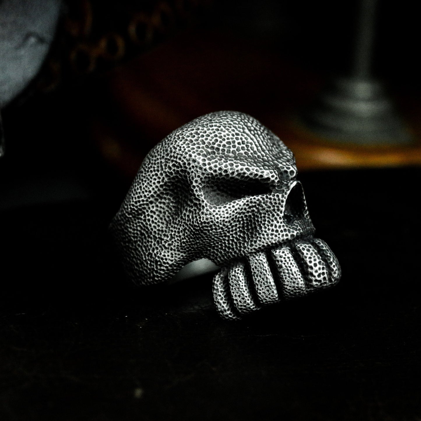 Rough Texture Skull Ring - 925 Silver Handmade