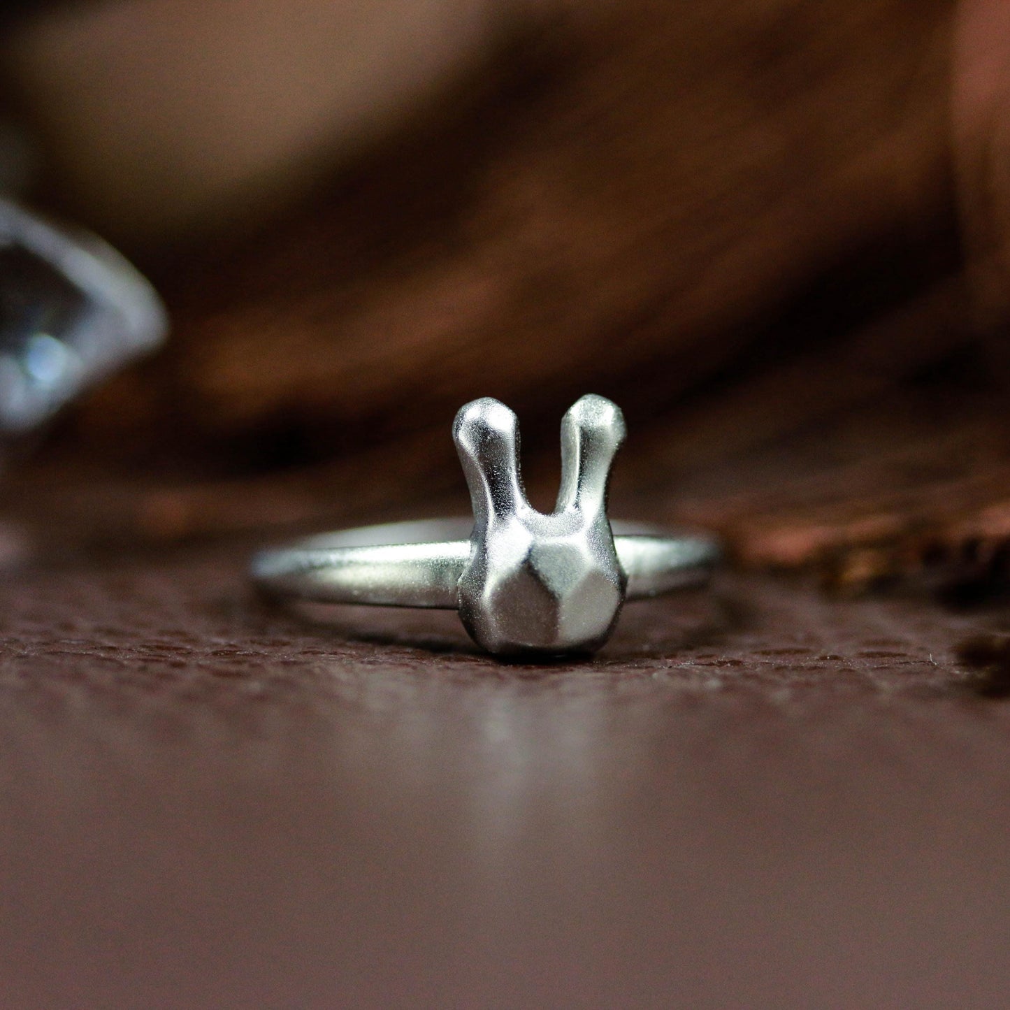 Geometric Bunny Ring ââ‚?925 Sterling Silver Handmade Minimalist Animal Jewelry