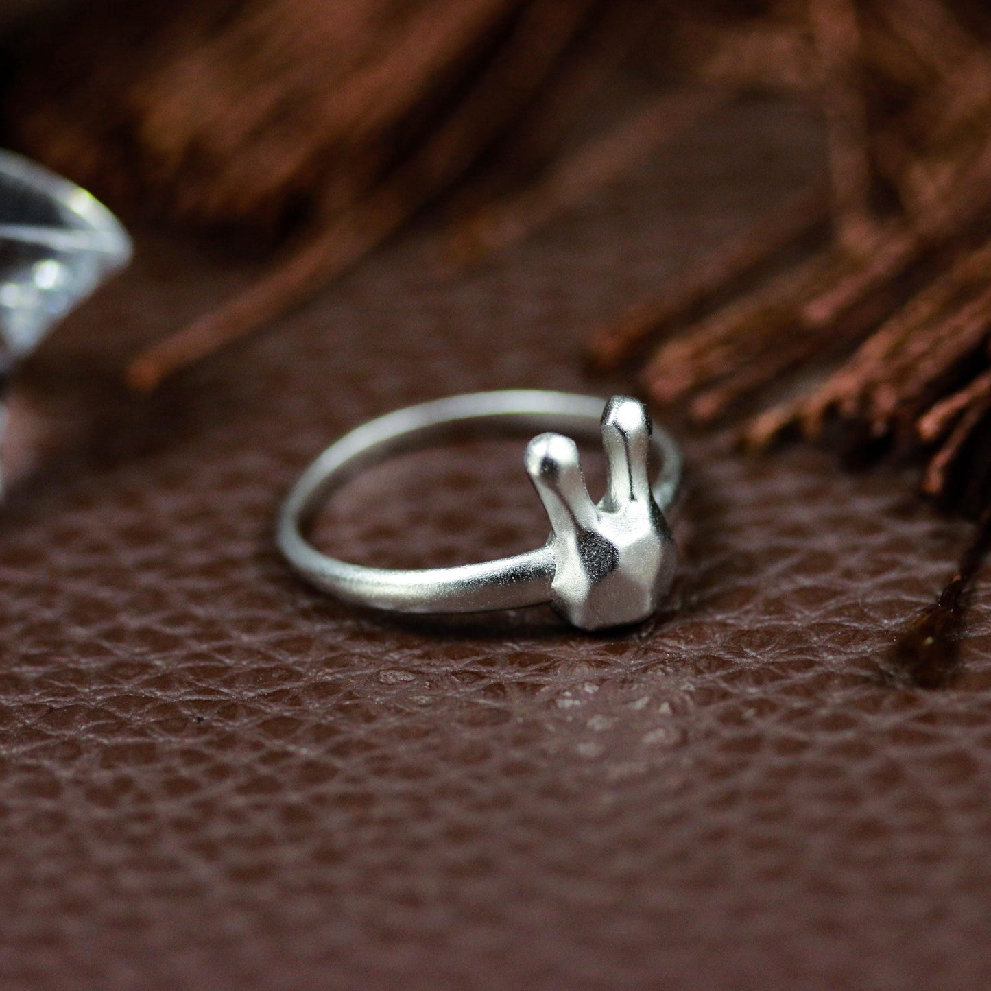 Geometric Bunny Ring ââ‚?925 Sterling Silver Handmade Minimalist Animal Jewelry