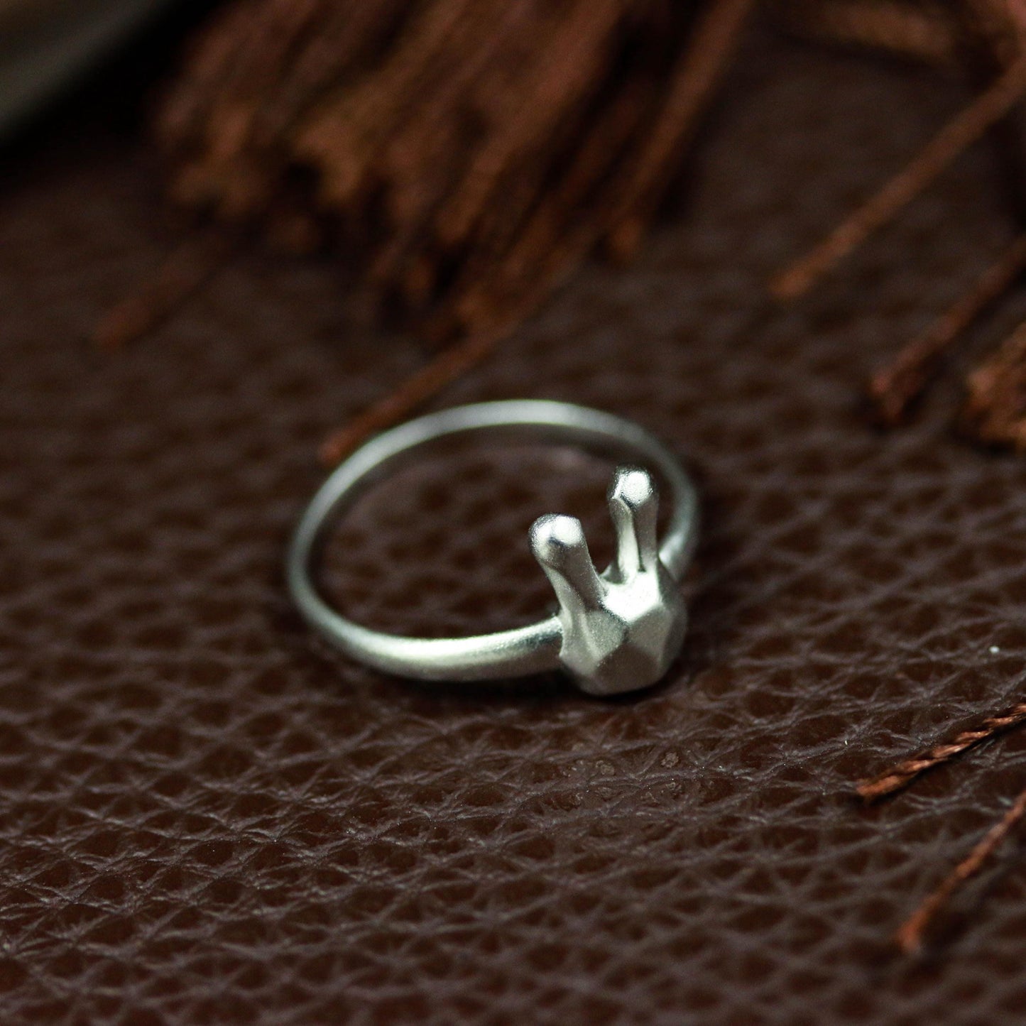 Geometric Bunny Ring ââ‚?925 Sterling Silver Handmade Minimalist Animal Jewelry